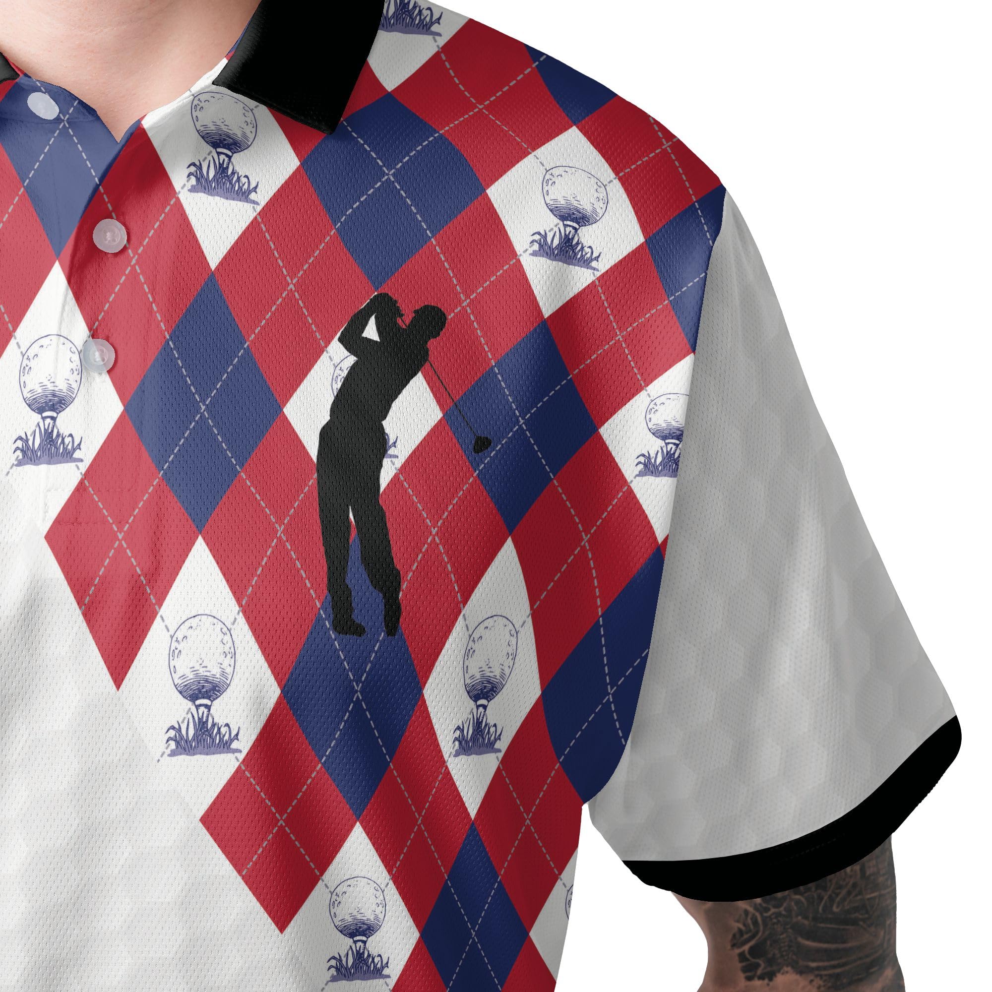 HYPERFAVOR Patriotic Golf Shirts for Men - American Flag Polo Shirts, Short Sleeve Performance Golf Shirt for Men - Perfect for Golf Tournaments, 4th of July Celebrations & Patriotic Events