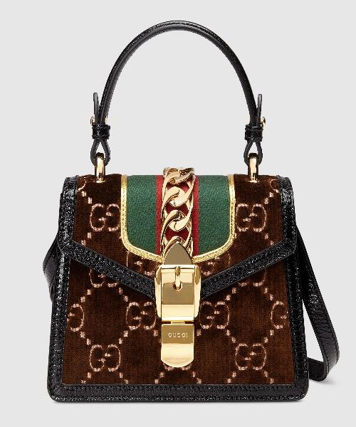 Gucci Sylvie GG Velvet Small Shoulder Bag for Women - Brown Luxury Crossbody Purse | Perfect for Date Night, Parties & Everyday Use