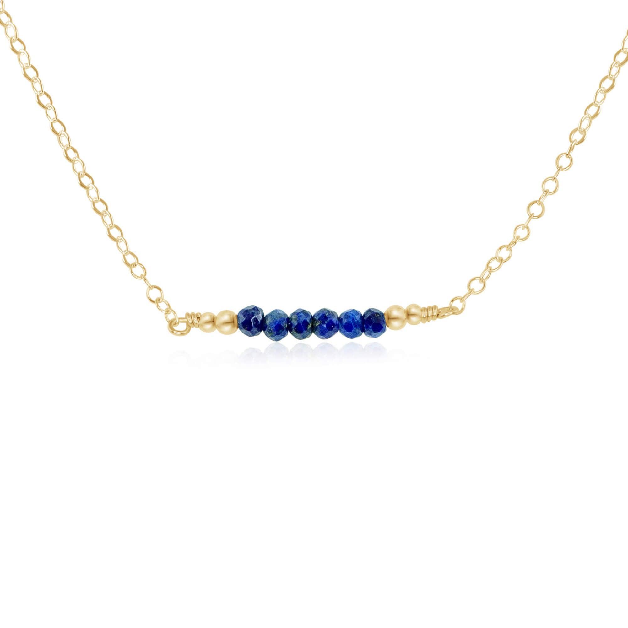 Sparkling Blue Lapis Lazuli Faceted Bead Bar Necklace for Women - Handmade Gemstone Jewelry for Gifts, Meditation & Boho Fashion