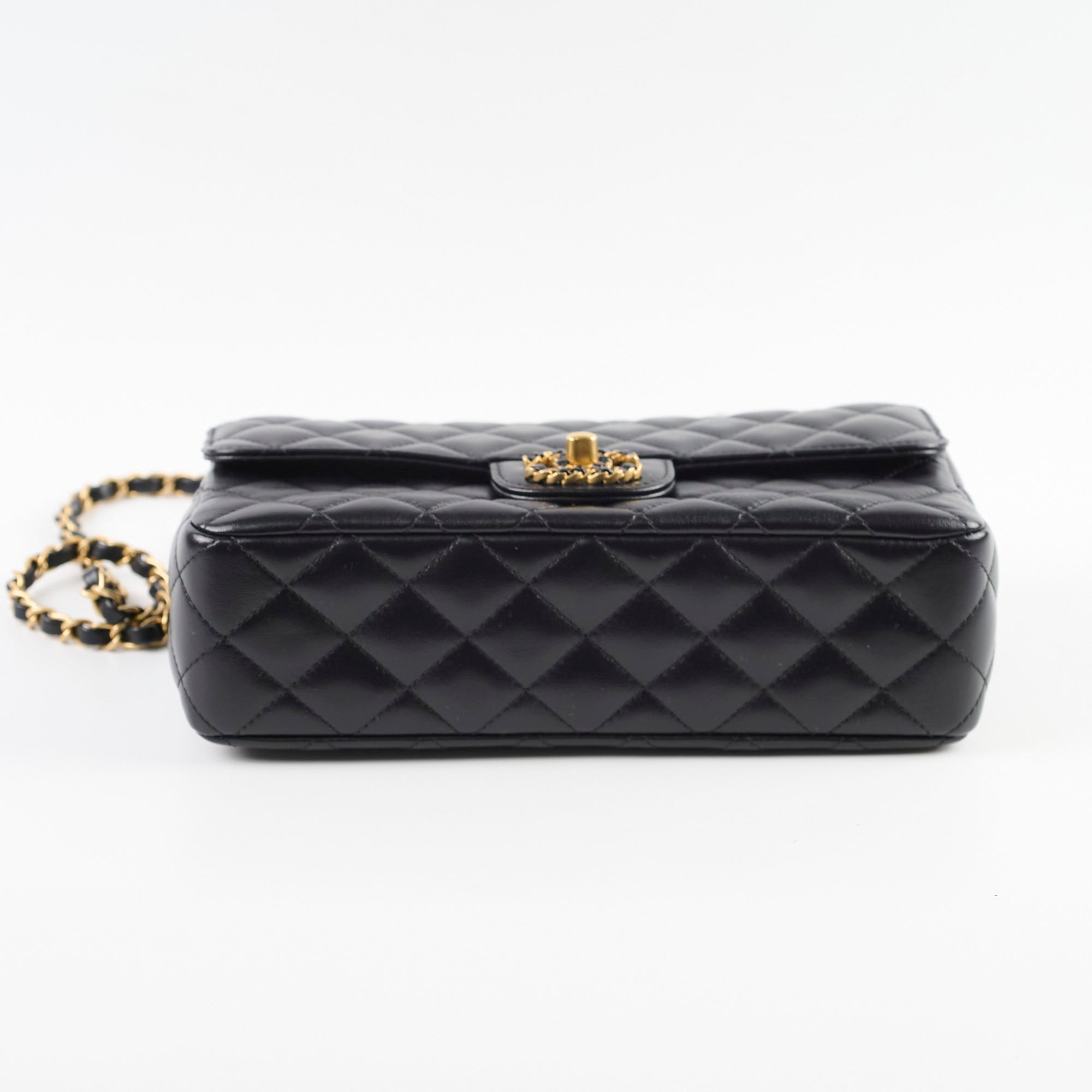 Chanel 2024 Seasonal Classic Flap Top Handle Bag - Genuine Lambskin Leather in Black | Luxury Designer Handbag for Women, Perfect for Evening Events & Special Occasions