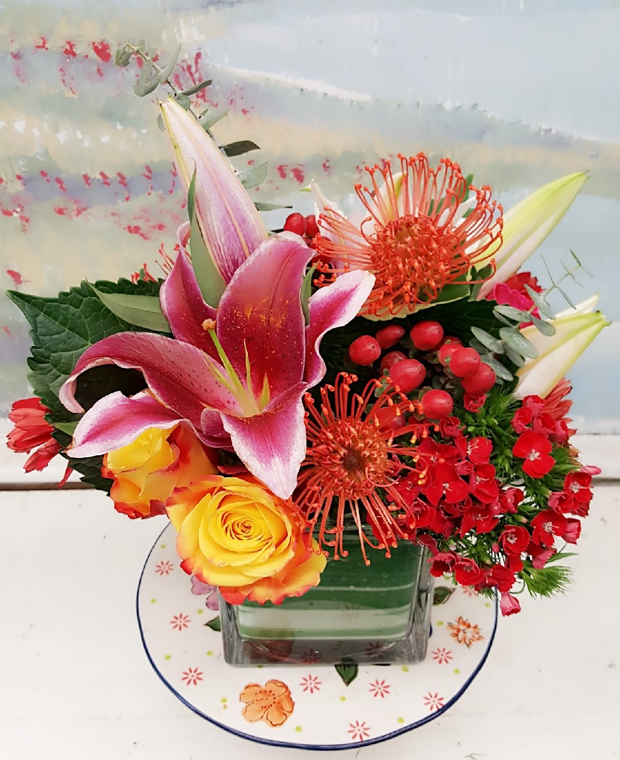 2019 Mother's Day Gift - Premium Mixed Flower Cube Arrangement | Fresh Floral Centerpiece for Dining Table, Home Decor & Special Occasions