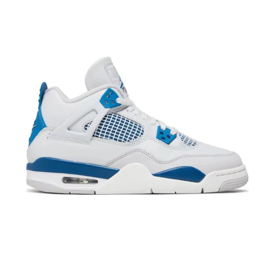 Air Jordan 4 GS Retro Military Blue Off White Neutral Grey Sneakers - Women's Basketball Shoes for Casual Wear & Street Fashion