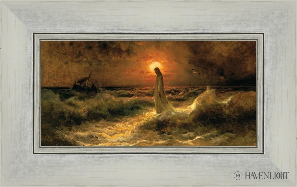 Christ Walking On The Water - Religious Wall Art Decor for Home, Church & Office - Inspirational Christian Painting for Faith-Based Interiors