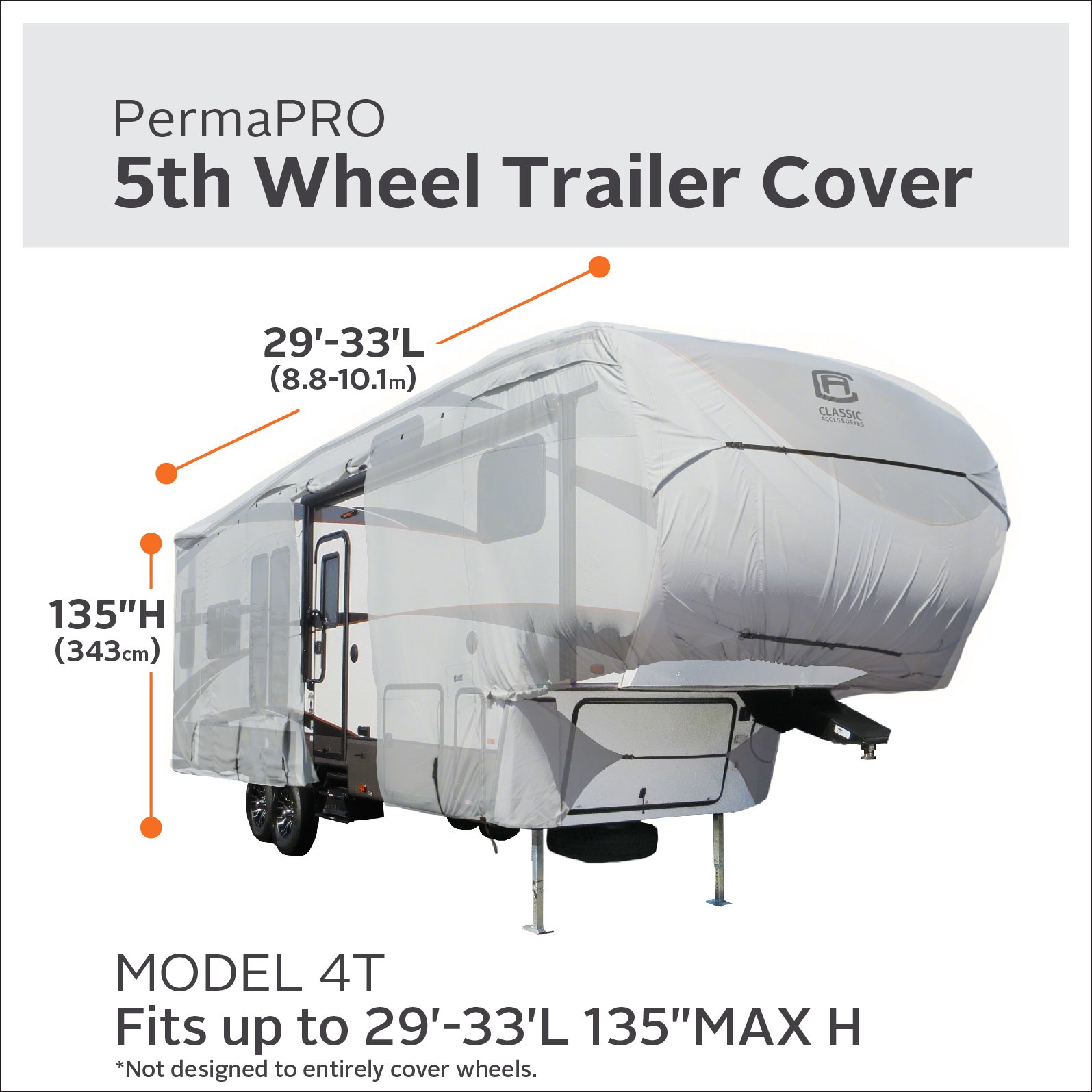 PermaPRO 5th Wheel RV Cover for 29'-33' Trailers - Weather Protection for Camping