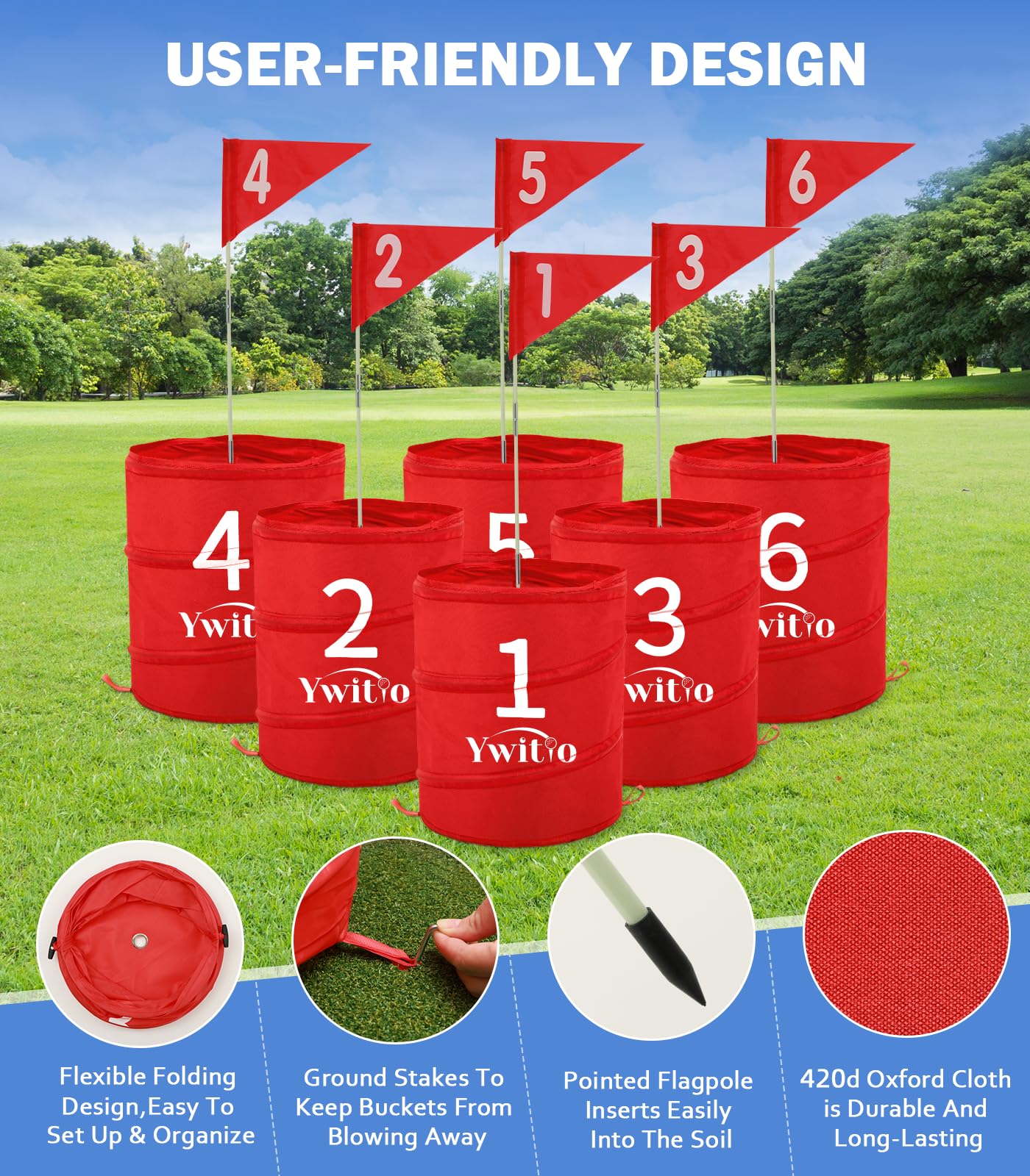 Outdoor Golf Chipping Game Set - 6-Hole Portable Golf Course with Flags for Adults & Family | Perfect for Backyard, Beach, Park & Lawn Practice | Fun Outdoor Yard Game for Parties & Picnics