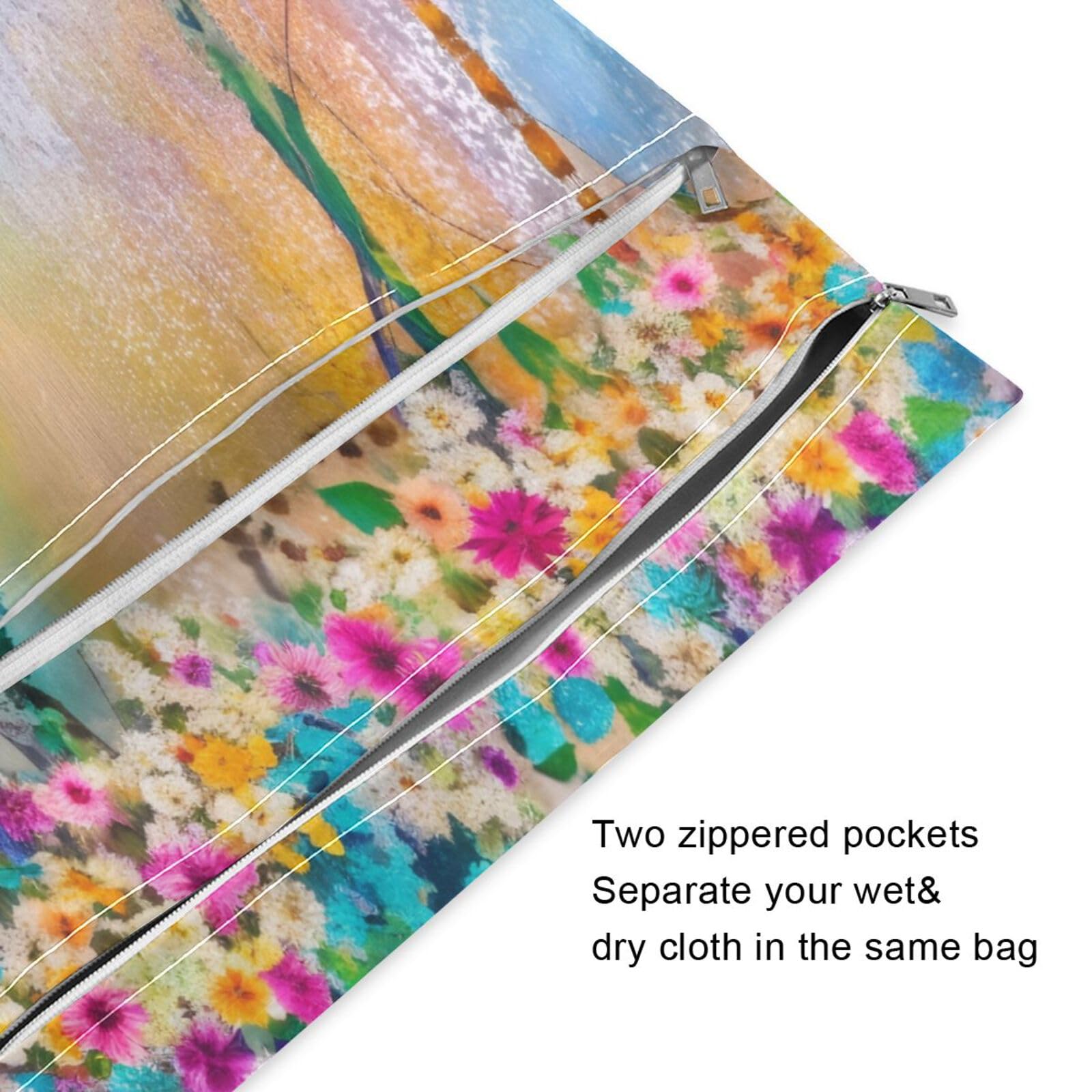 Waterproof Wet Dry Bag for Cloth Diapers & Swimsuits - 2 Pack Reusable Water Resistant Storage Bags - Perfect for Beach, Travel, Gym & Baby Essentials - Keep Wet Clothes & Toiletries Organized