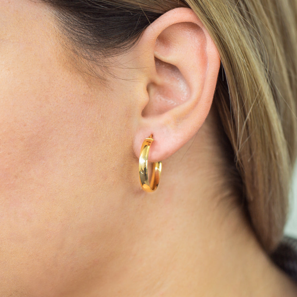 9ct Yellow Gold 20mm Plain Hoop Earrings for Women - Classic Circle Huggie Earrings for Everyday Wear, Gift Giving & Special Occasions