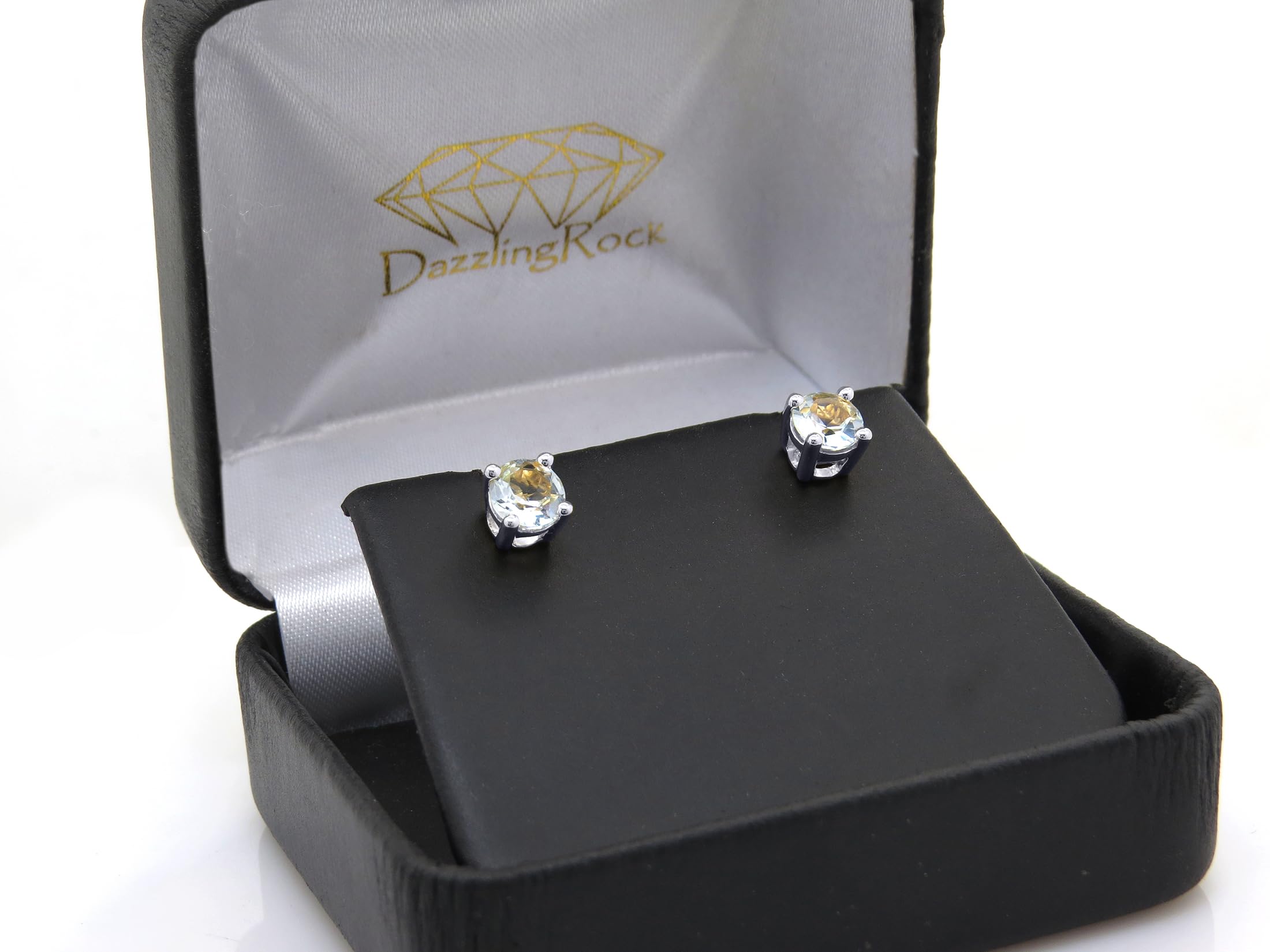 Dazzlingrock 5.5mm Round Gemstone Solitaire Stud Earrings - 14K Solid Gold Women's Jewelry Gift for Birthday, Anniversary & Valentine's Day