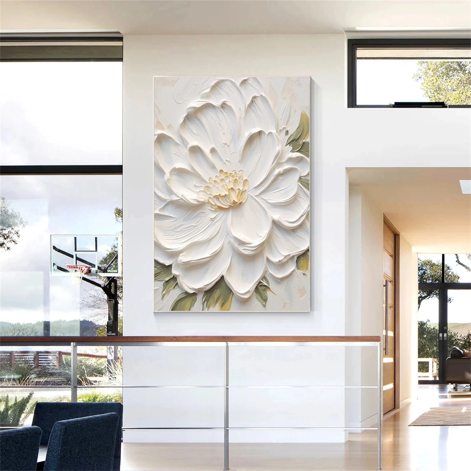 Beautiful Flower and Tree Painting - Handmade Canvas Art #FT190 - Perfect for Home Decor, Living Room, Bedroom & Office Wall Art
