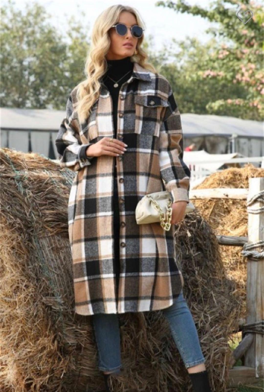 Madison Plaid Shacket for Women - Soft & Warm Flannel Shirt Jacket in Brown | Cozy Fall & Winter Layering, Casual Outfits, Outdoor Activities