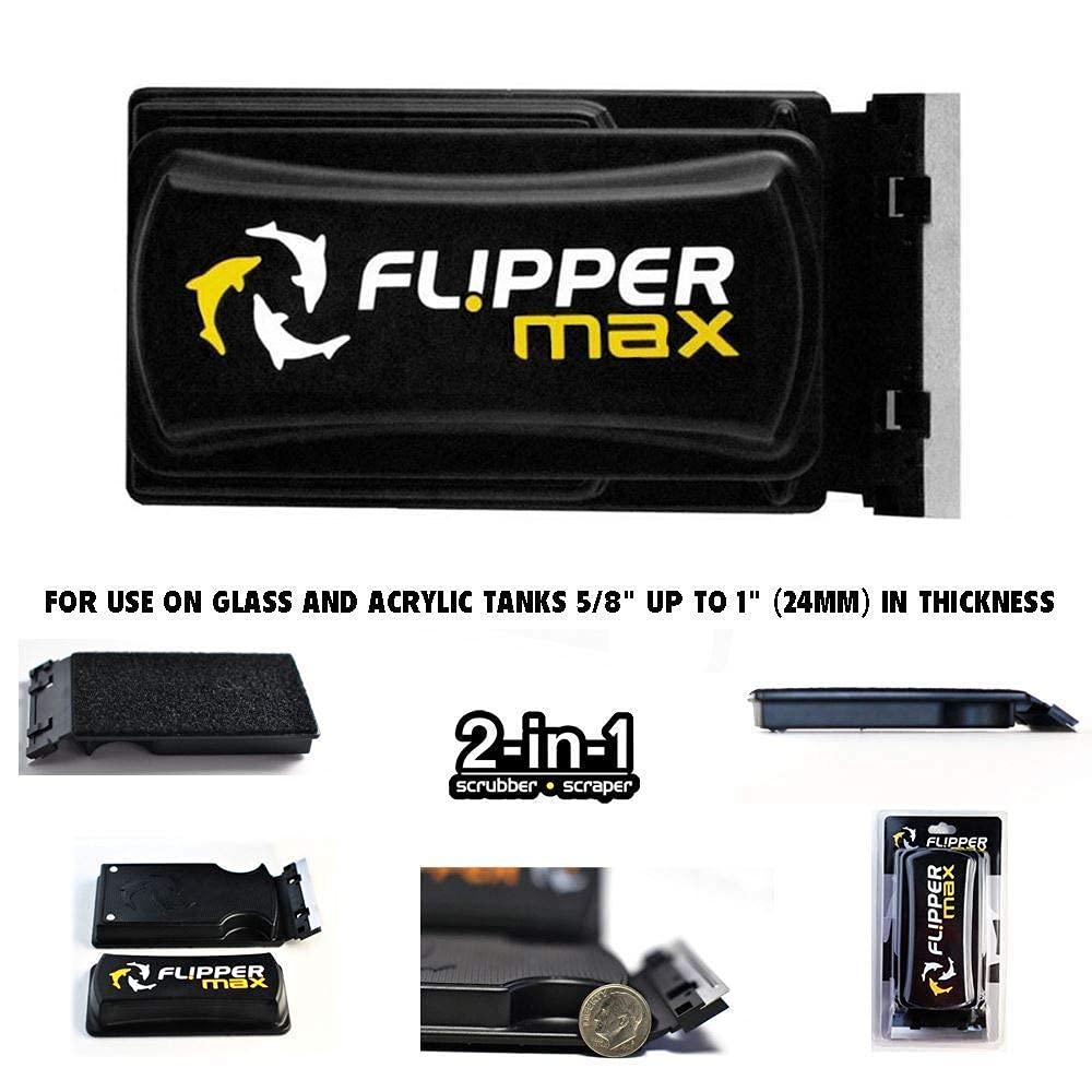 Flipper Cleaner - 2-in-1 Magnetic Fish Tank Scrubber for Aquarium Glass Cleaning - Perfect for Home & Office Aquariums