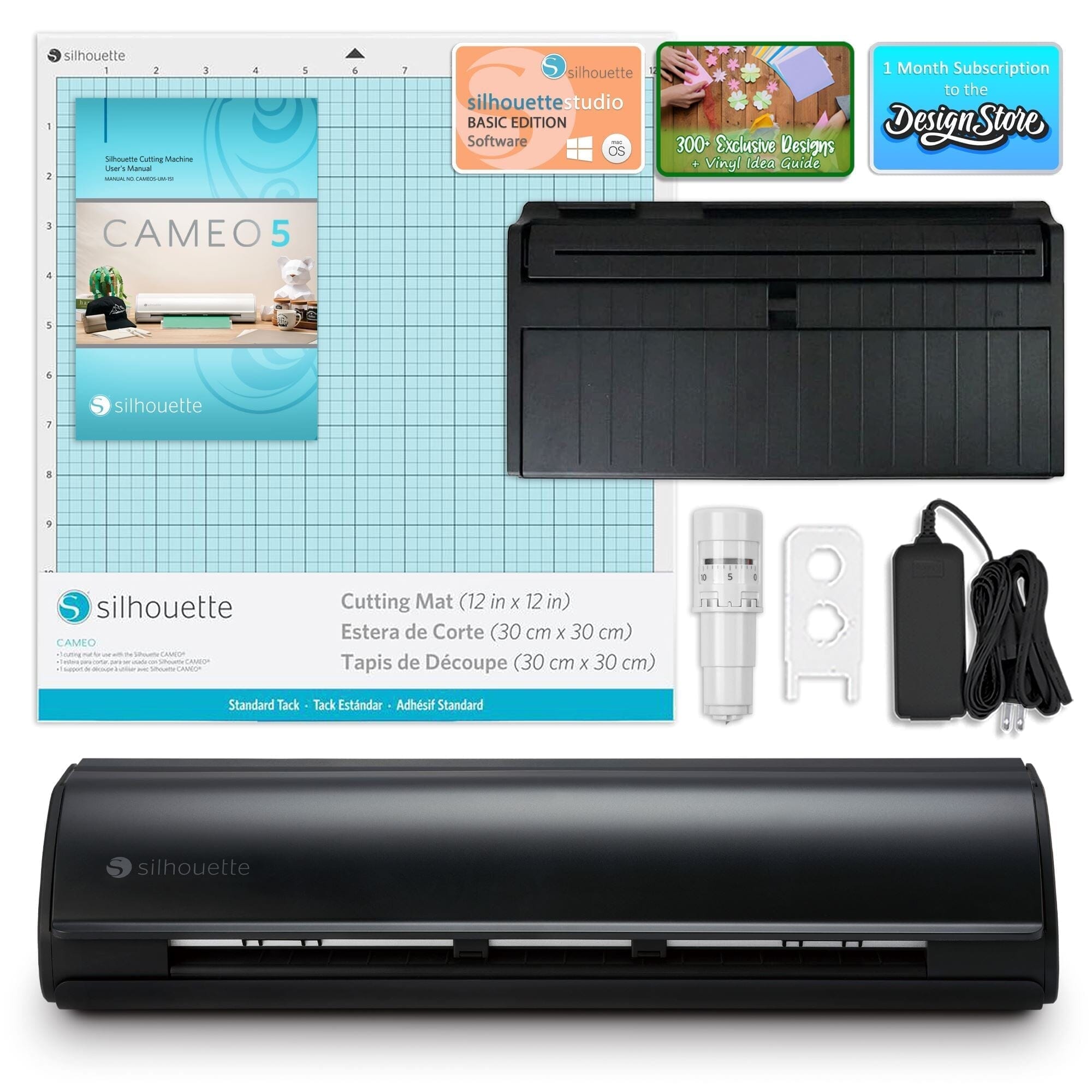 Silhouette Cameo 5 Cutting Machine - Matte Black with 8-in-1 Turquoise Heat Press & Siser HTV Vinyl Bundle - Perfect for DIY Crafts, T-Shirt Design, and Home Decor Projects