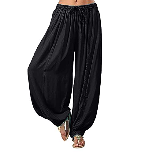 Plus Size Women's Wide Leg Harem Yoga Pants - High Waisted Loose Casual Pants with Flowy Full Length Design for Lounge, Travel & Workout