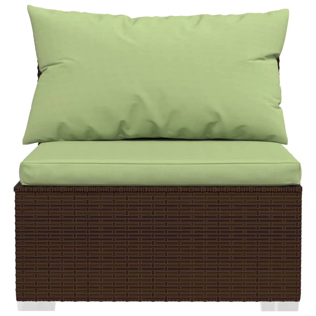 vidaXL Brown Patio Furniture Set with Green Cushions - 2-Seater Outdoor Sofa & Coffee Table - Perfect for Garden, Deck, and Backyard Relaxation