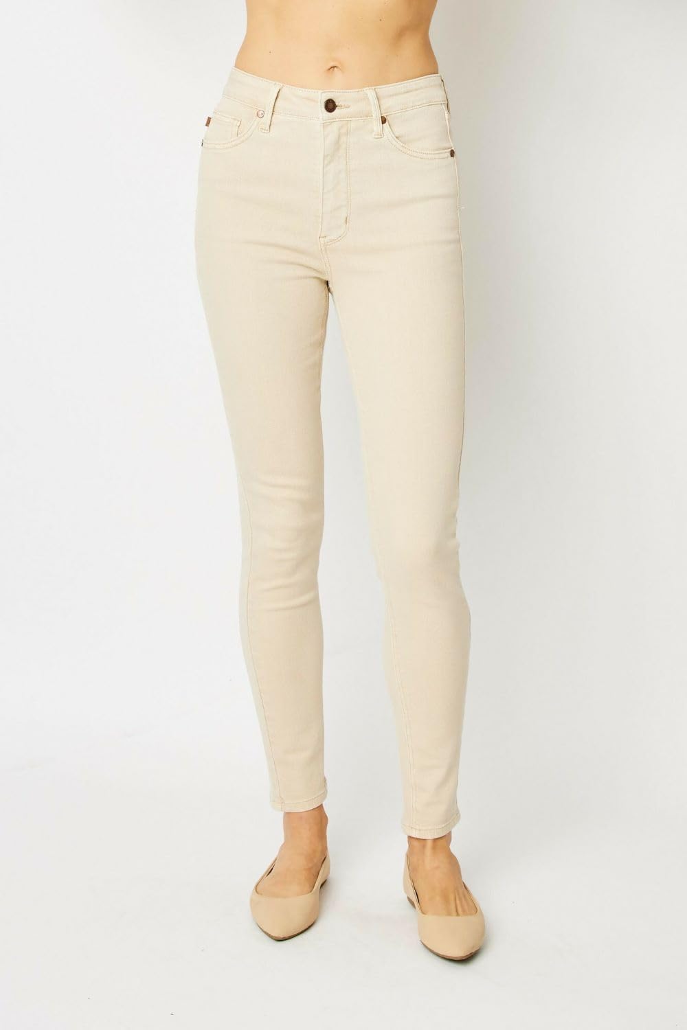 Judy Blue Women's High-Rise Garment Dyed Tummy Control Skinny Jeans - Slimming Stretch Denim Pants for Casual Wear & Everyday Outfits