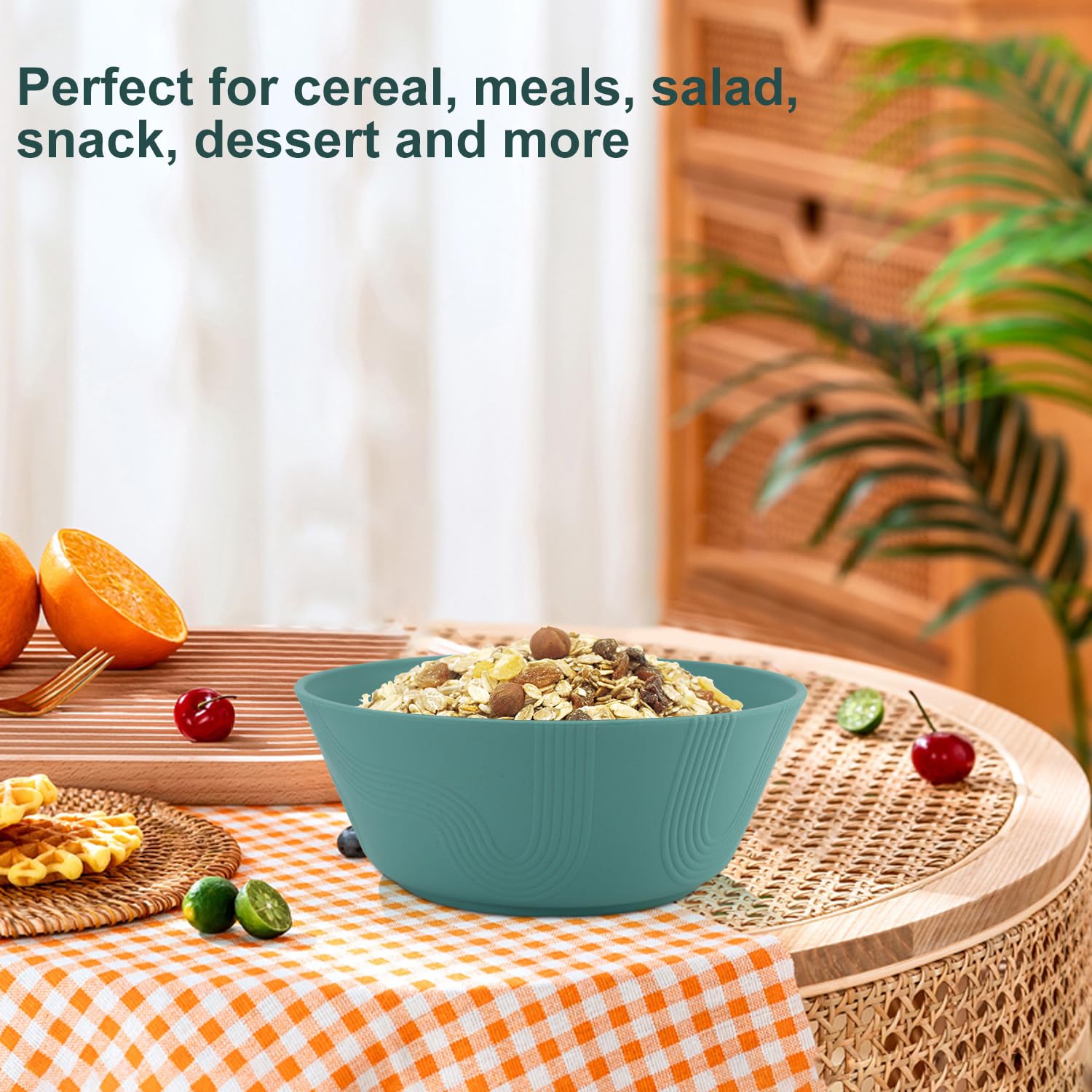 36 oz Wheat Straw Bowl Sets - 6 Pcs Unbreakable Cereal & Salad Bowls, Microwave & Dishwasher Safe, Eco-Friendly Alternative to Plastic, Multicolor - Perfect for Family Meals, Picnics & Dorm Use