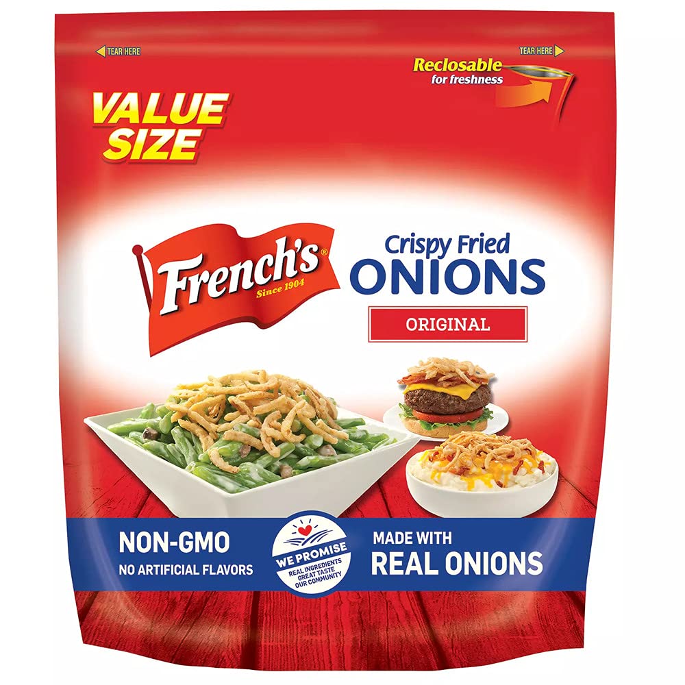 French's Original Crispy Fried Onions 26.5 oz – Gluten-Free Topping for Salads, Casseroles & Green Bean Casserole (Perfect for Thanksgiving & Holiday Cooking)