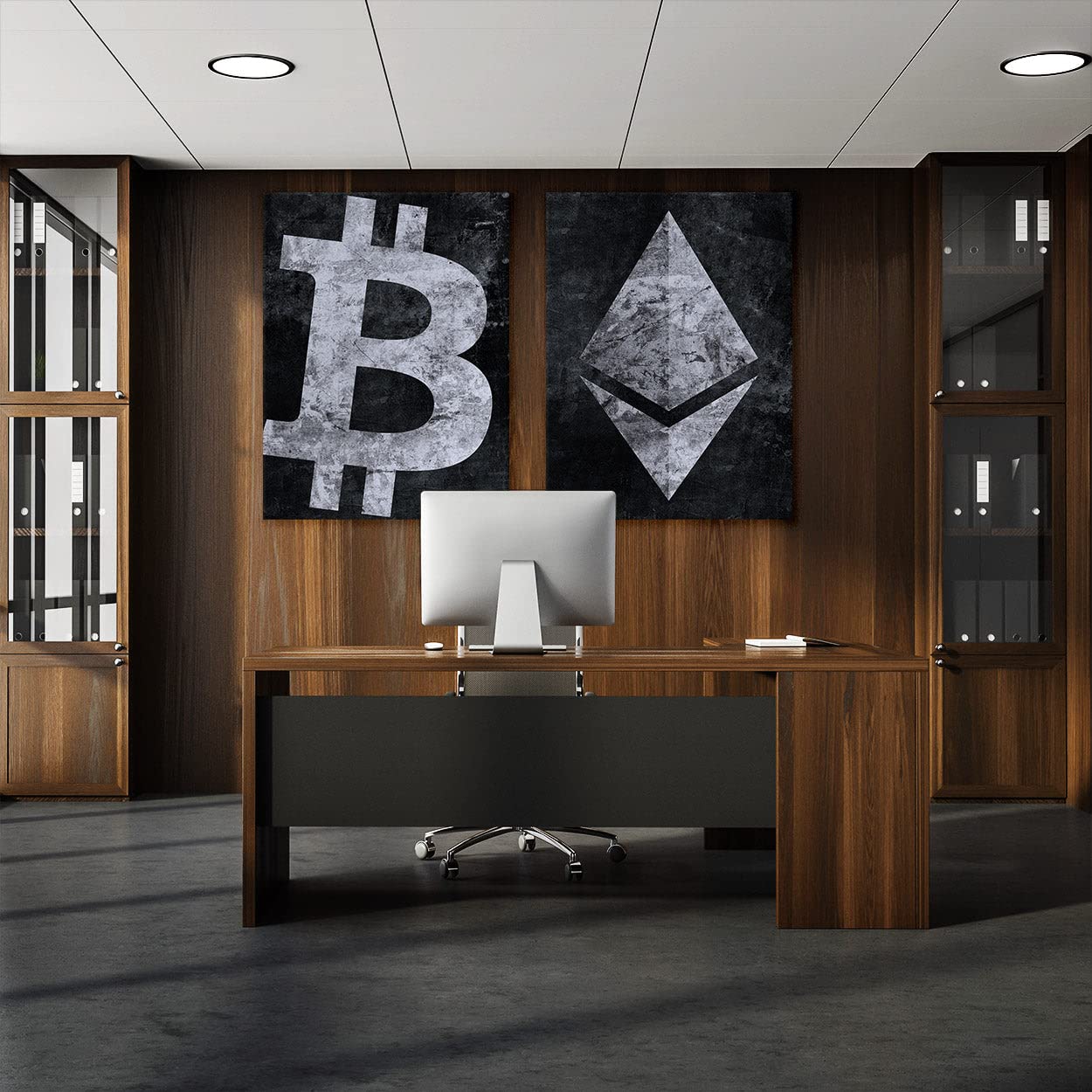 Crypto Canvas Wall Art - Bitcoin & Ethereum Digital Currency Themed Modern Home Decor | Perfect for Living Room, Office & Gamer Cave Decorations