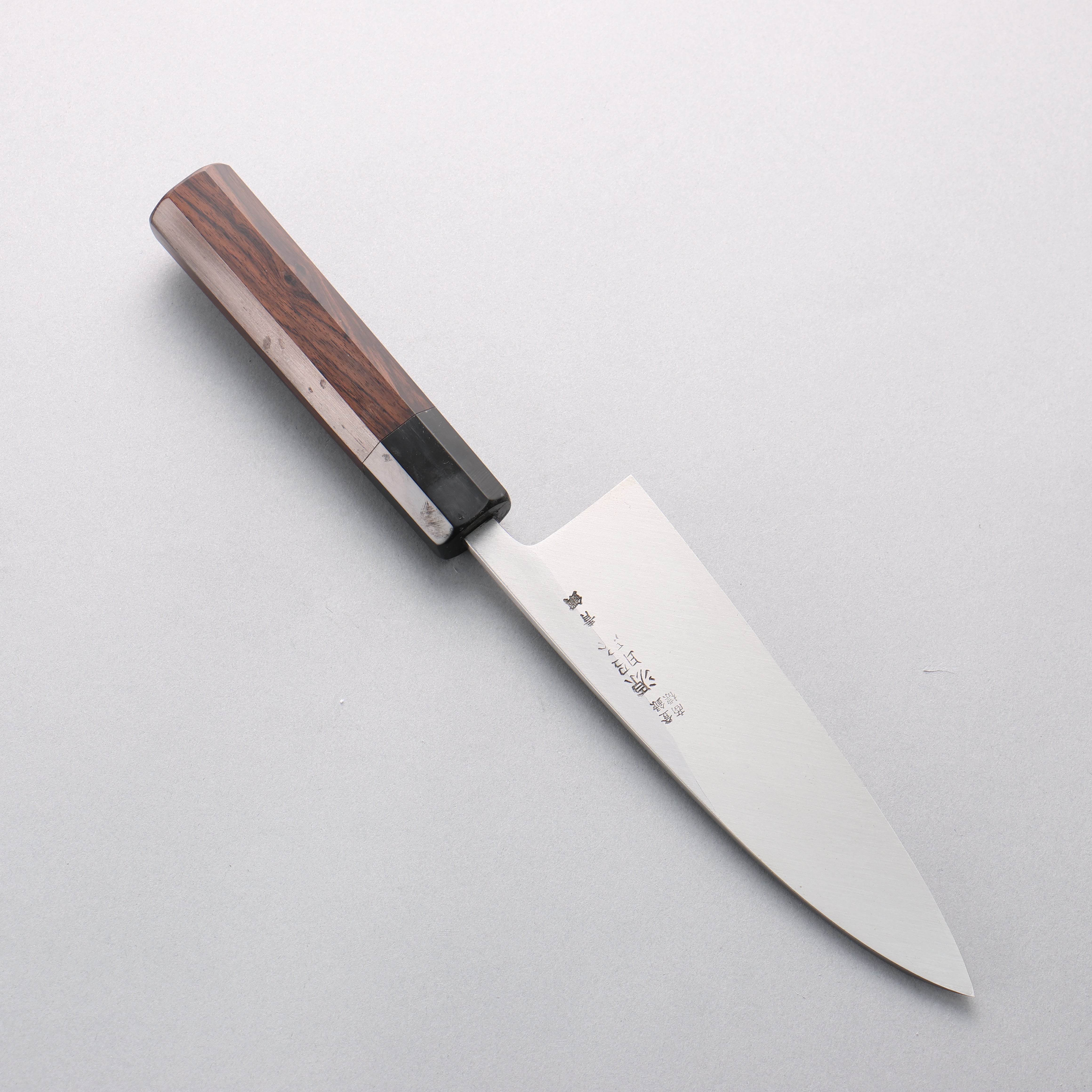 Premium Minamoto Akitada Blue Steel No.2 Petty Knife 165mm - Ebony Wood Handle with Black Water Buffalo Horn Ferrule - Perfect for Sushi, Vegetables & Precision Kitchen Tasks