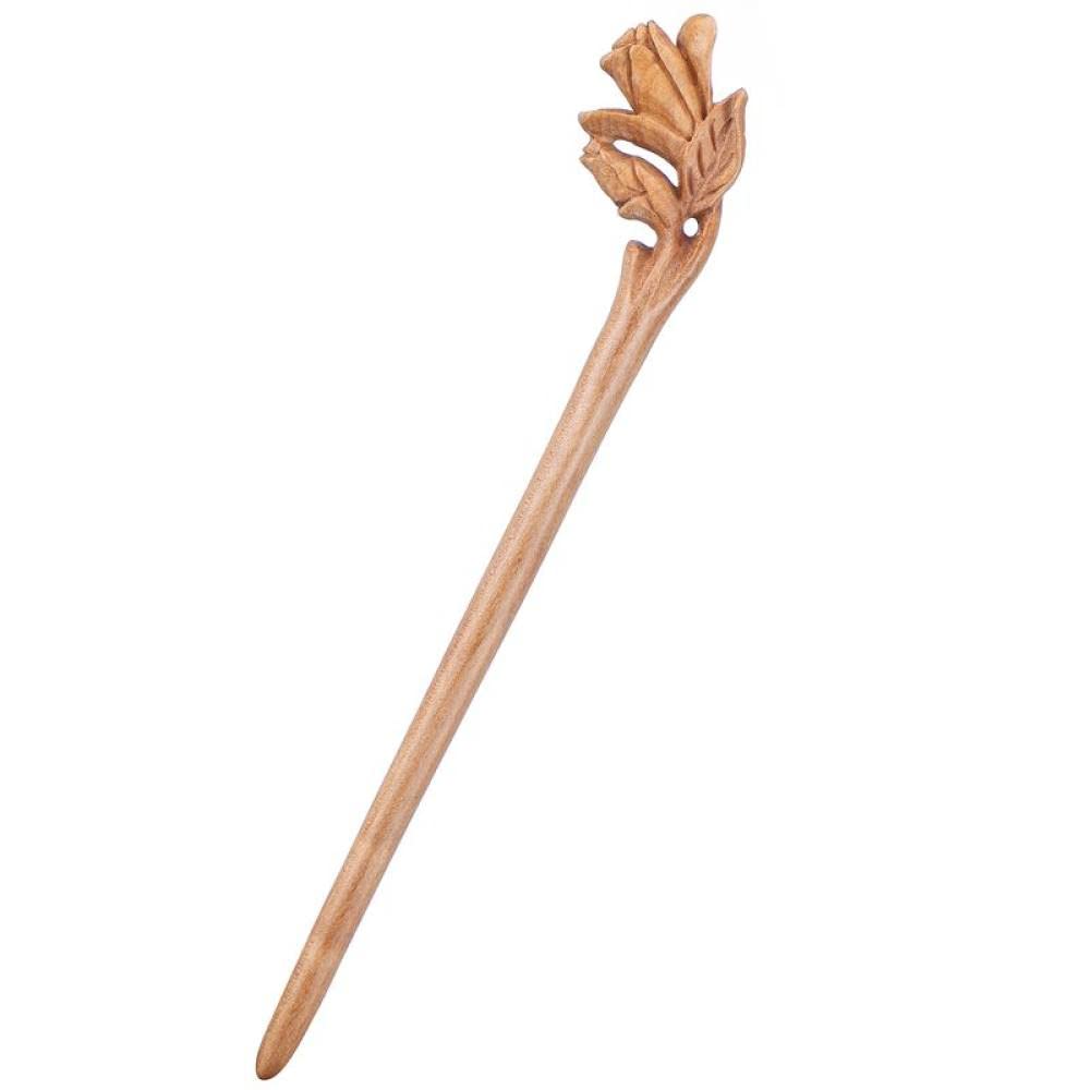 Classical Chinese Ethnic Hair Sticks - Hand Carved Mahogany Magnolia Hair Forks for Women | Vintage Hair Chopsticks, Bridal Party & Long Hair Accessories | Perfect for Weddings, Cosplay and Traditional Styling