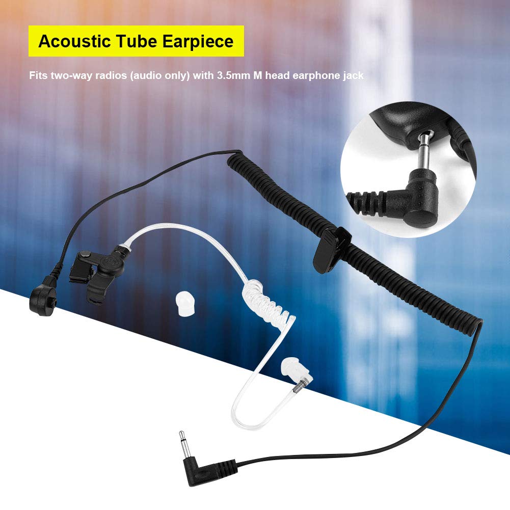 3.5mm M Head Convert Acoustic Tube Earpiece Ear Hook - Clear Coil Tube Earbud for Walkie Talkie & Two Way Radio Headsets - Ideal for Patrolmen, Security Guards, Hotel Staff & Event Ceremonies (Discreet Communication Solution)