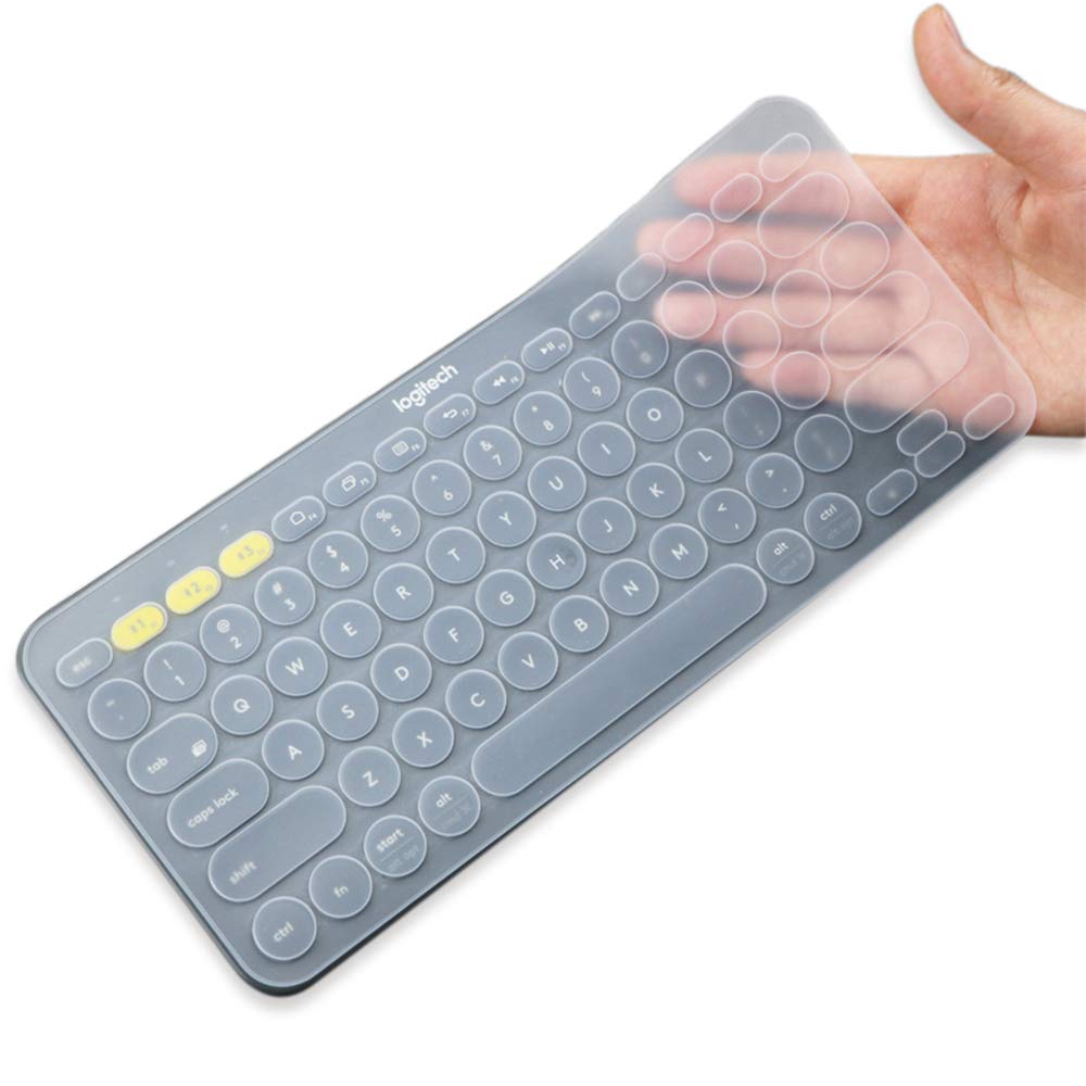 Silicone Keyboard Cover for Logitech K380 & K380S - Ultra Thin Protective Skin Compatible with Mac, Windows, iPad (2023 Pebble Keys 2) - Dustproof, Waterproof Keyboard Protector for Home, Office, Travel Use