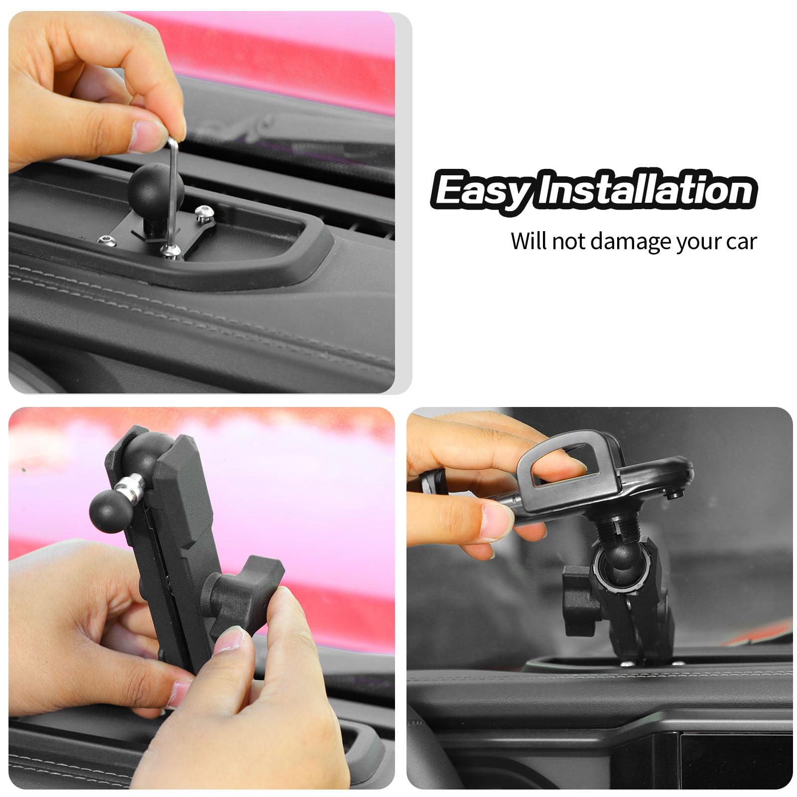 JeCar Universal Car Phone Mount Holder for 2024+ Jeep Wrangler JL & Gladiator JT - Secure Dashboard & Air Vent Clip - Perfect for GPS Navigation, Hands-Free Calling & Road Trips
