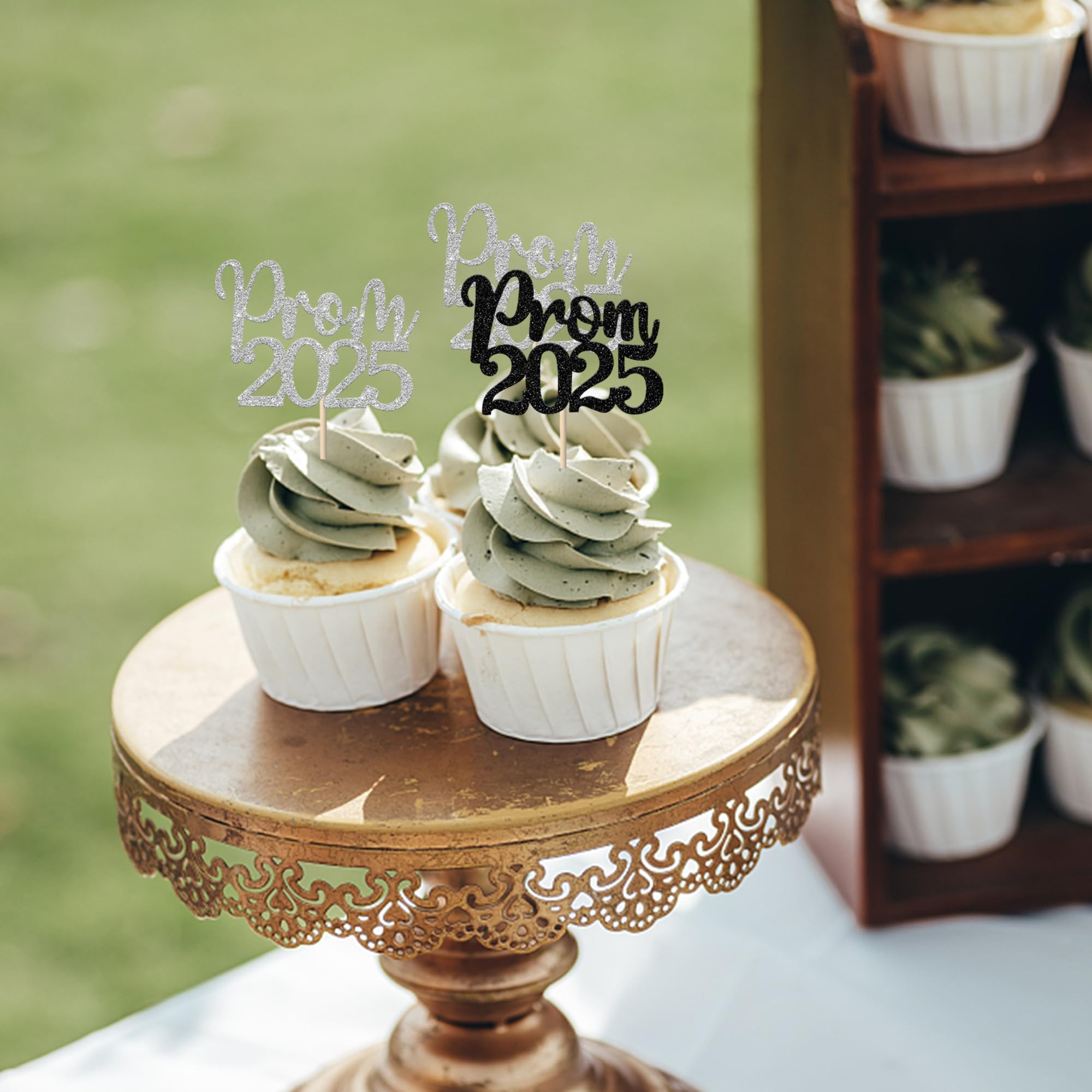 24 Pack 2025 Graduation Cupcake Toppers - Glitter Prom & College Cake Decorations for Class of 2025 Theme Party - Black & Silver Congrats Picks - Perfect for Graduation Celebrations, School Events & Birthday Cakes