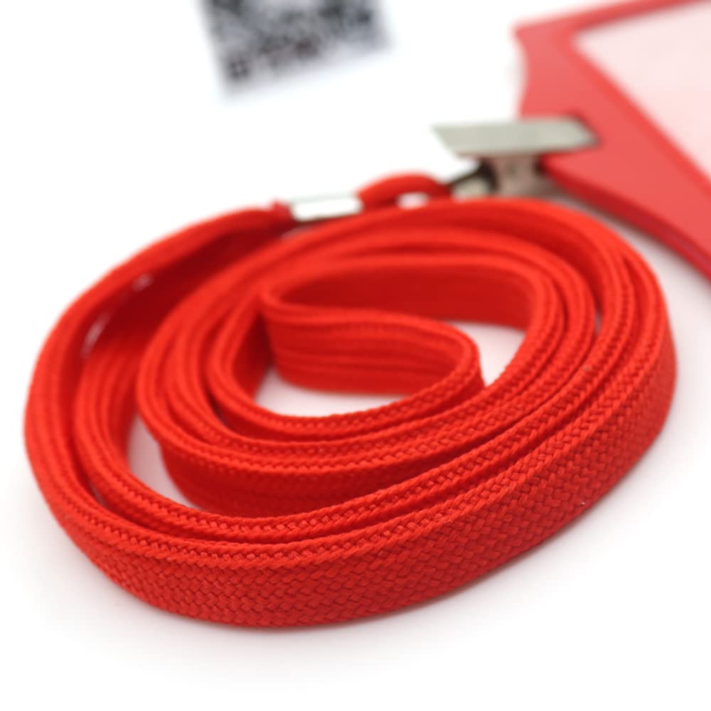 Beebel 100 Pack Red Lanyards with Badge Clip - for ID Cards & Events