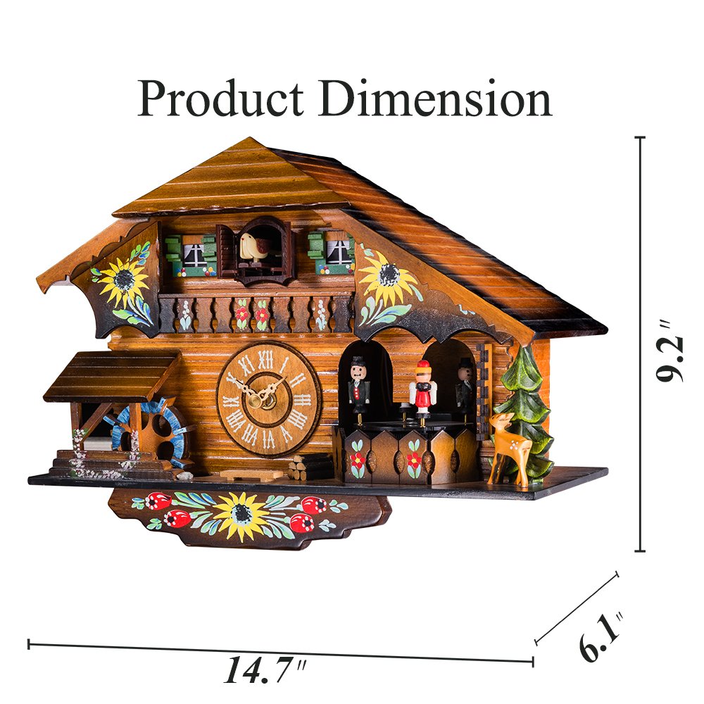 Kintrot Cuckoo Clock with Pendulum - Quartz Wall Clock for Home Decor - Authentic Black Forest Style - Perfect for Living Room, Bedroom & Cabin Decor