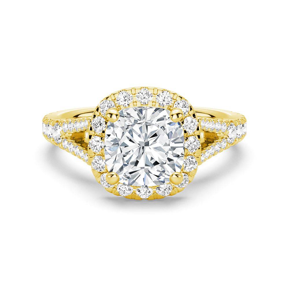 Stunning Halo Cushion Cut Split Shank Moissanite Engagement Ring Set with Matching Wedding Band - Perfect for Proposals, Anniversaries & Bridal Jewelry