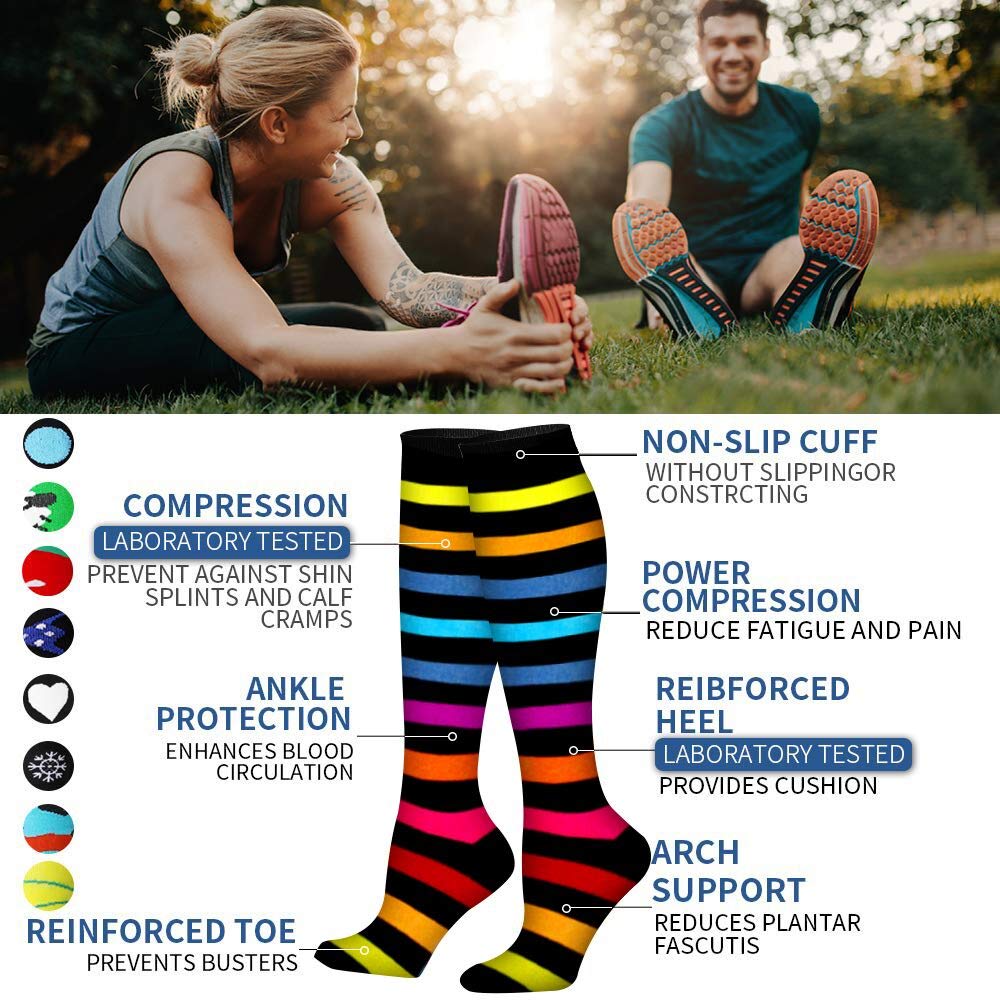 Best Compression Socks for Women & Men - Medical Grade Support for Running, Sports, Nursing & Travel - Improve Blood Circulation & Reduce Swelling - Perfect for Athletes, Nurses & Frequent Flyers