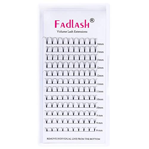 FADLASH 3D/5D Volume Eyelash Extensions - 8-20mm Length, 0.10mm Thickness, Premade Lash Fans for Dramatic Look (5D-0.10-C, 8~14mm Mixed Tray) - Perfect for Salon Professionals & DIY Lash Enthusiasts