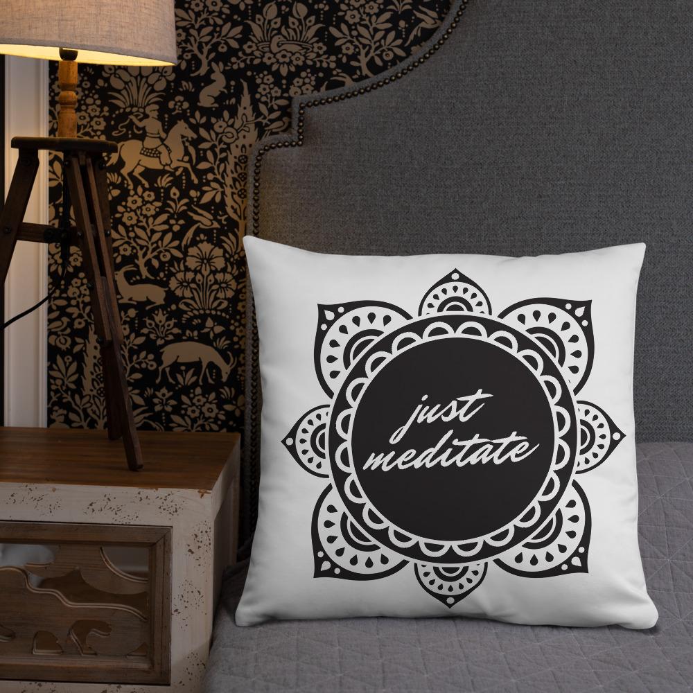 JUST MEDITATE Meditation Pillow - Premium Zafu Cushion for Yoga, Zen, Mindfulness & Relaxation - Perfect for Home, Studio, or Outdoor Meditation Practice