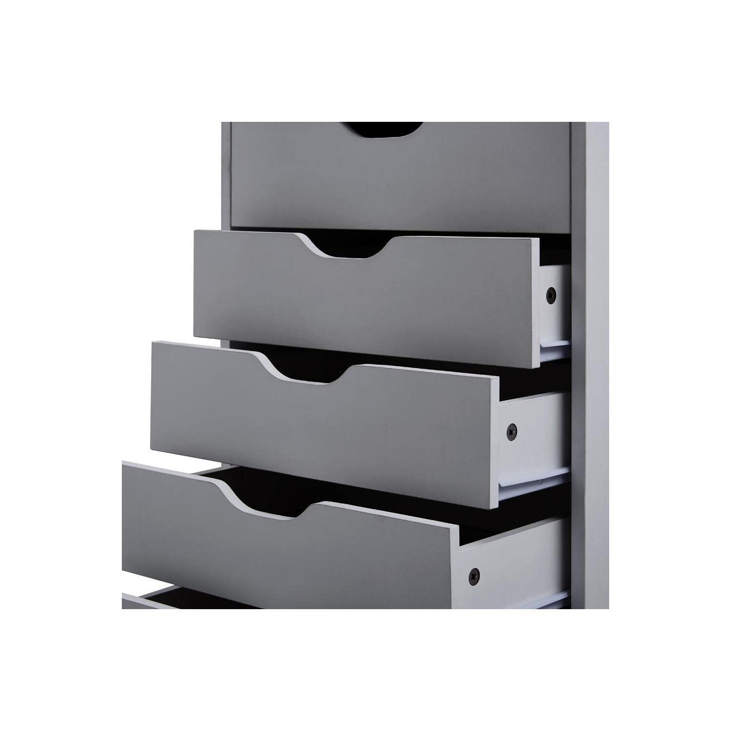 Naomi Home Office Wooden Lateral File Cabinet - 9-Drawer Mobile Storage Cabinet with Wheels, Gray - Perfect for Organizing Documents in Home Office or Small Workspace