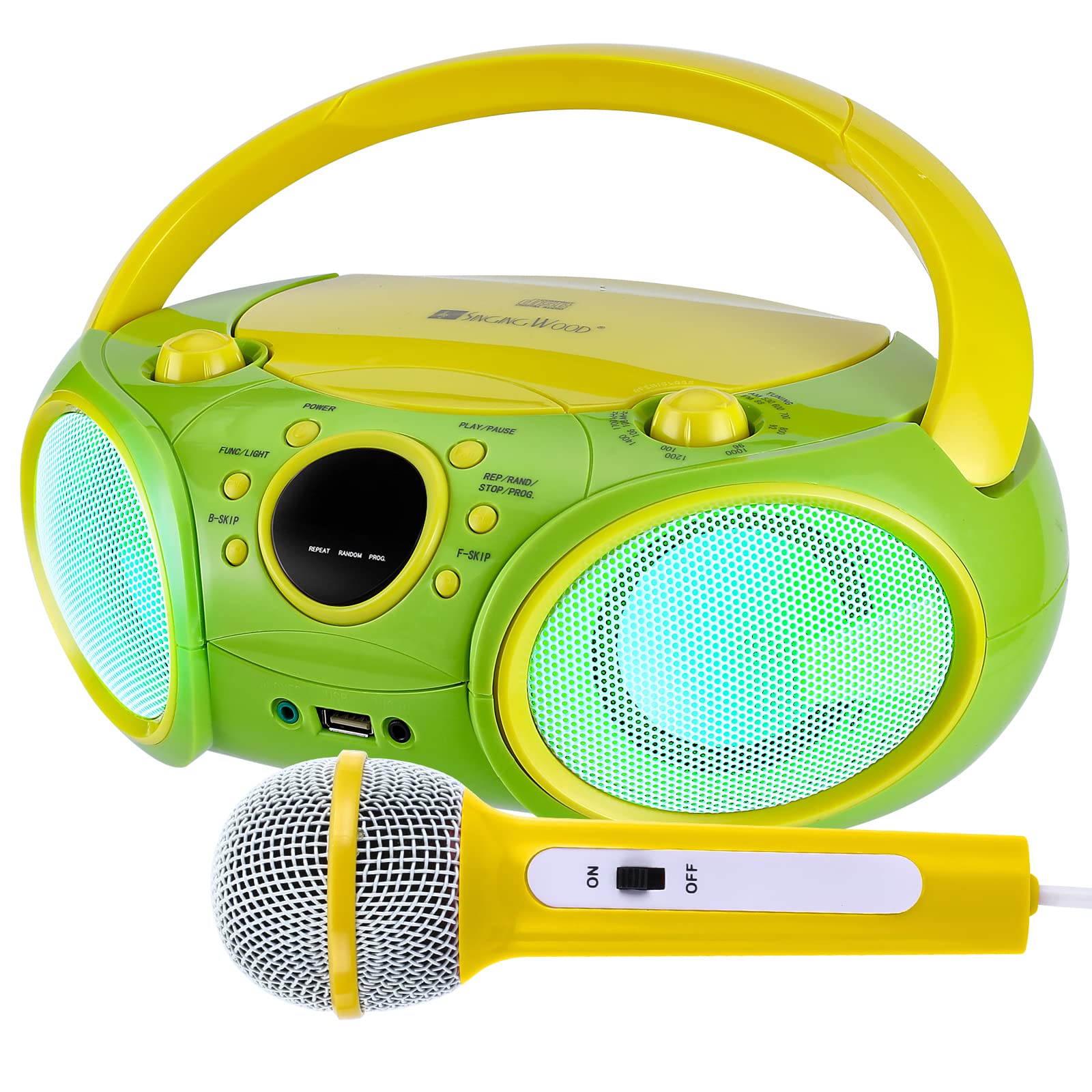 Portable Karaoke System with Bluetooth, CD Player, AM/FM Radio & Headphone Jack - Battery or AC Powered for Home & Outdoor Parties (Green) | Perfect for Family Gatherings, Camping & Karaoke Nights