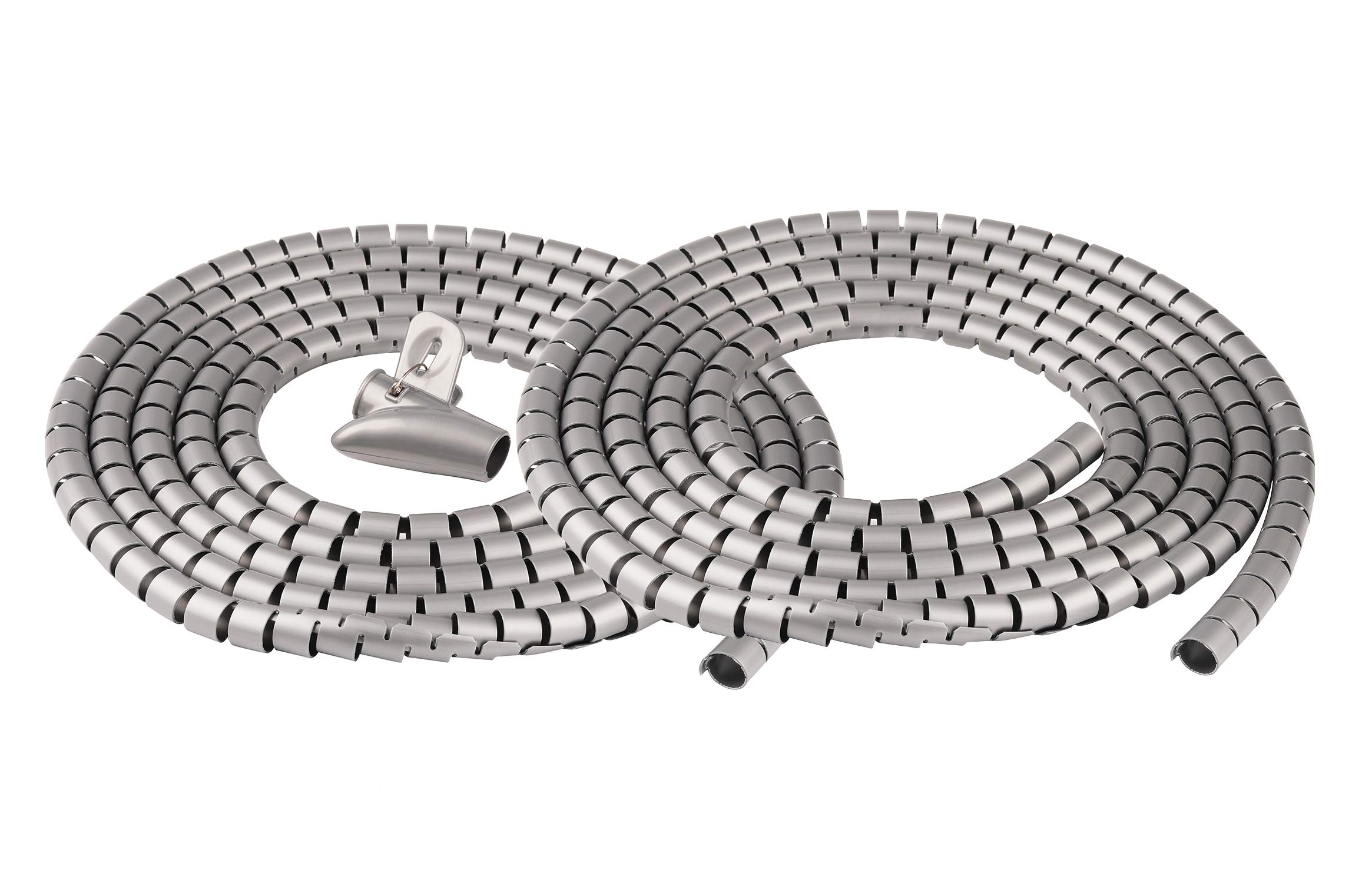 19.7ft Chengsi Cable Management Sleeve - Coiled Tube Wire Wrap Organizer for Home Office PC TV (Silver) | Perfect for Desk Cable Organization & Home Theater Setup