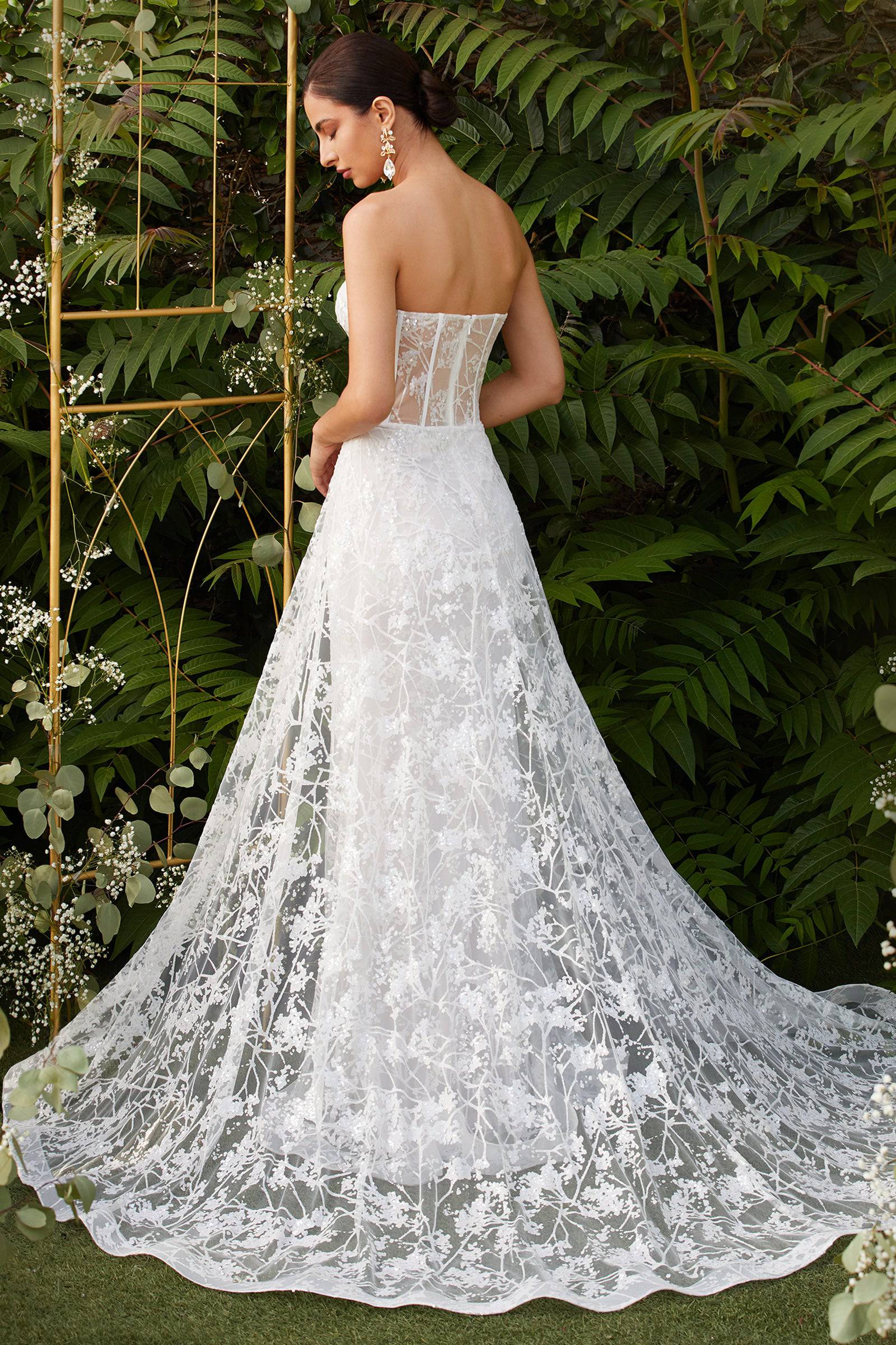 Cinderella Divine CB046W Elegant Corset Wired Mermaid Wedding Dress with Lace Train - Perfect for Bridal Ceremony, Prom Night & Formal Events