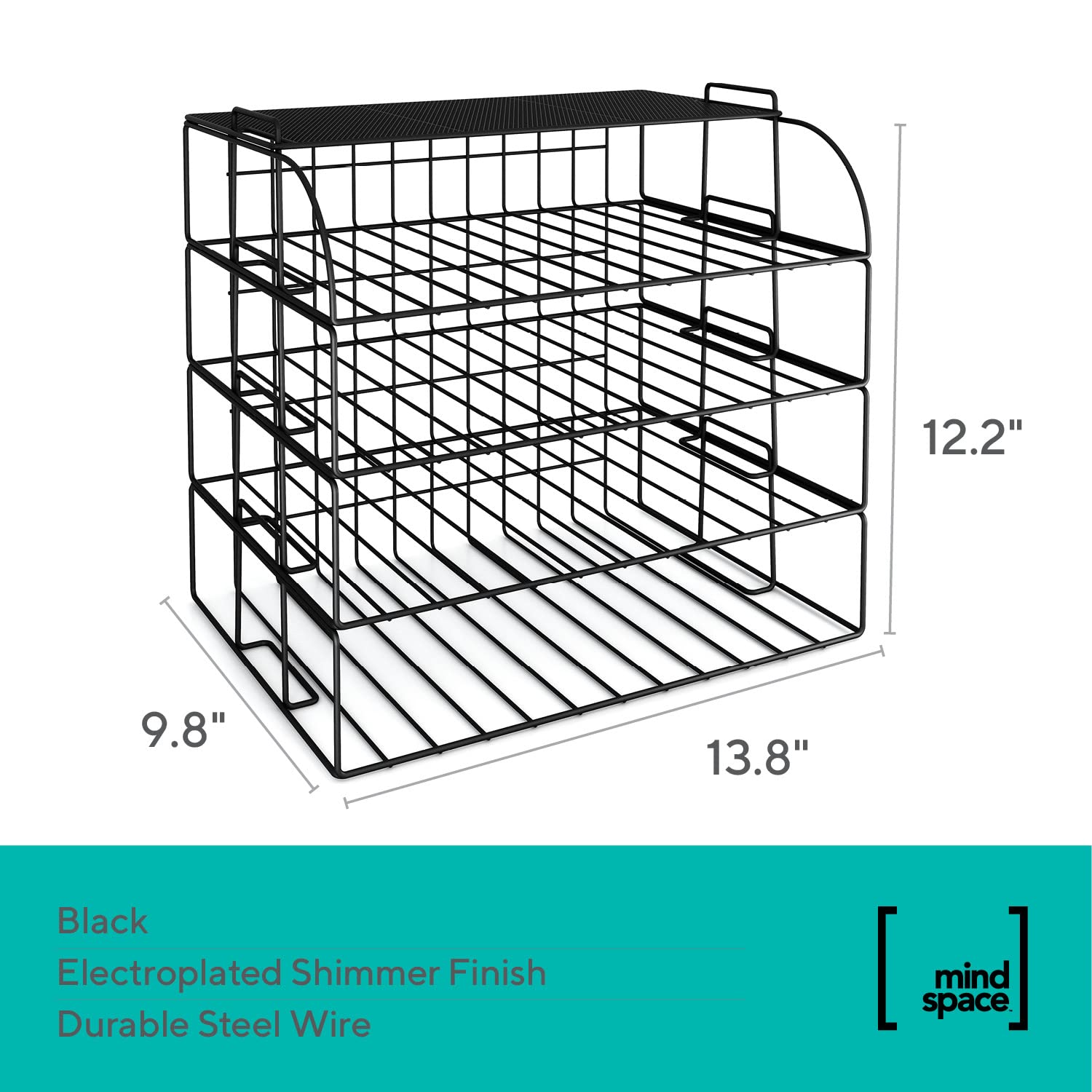 4-Tier Black Wire Desk Organizer - File & Paper Tray for Home Office | Letter Tray, Magazine Holder & Document Organizer | Perfect for Office, Study & Workspace Organization