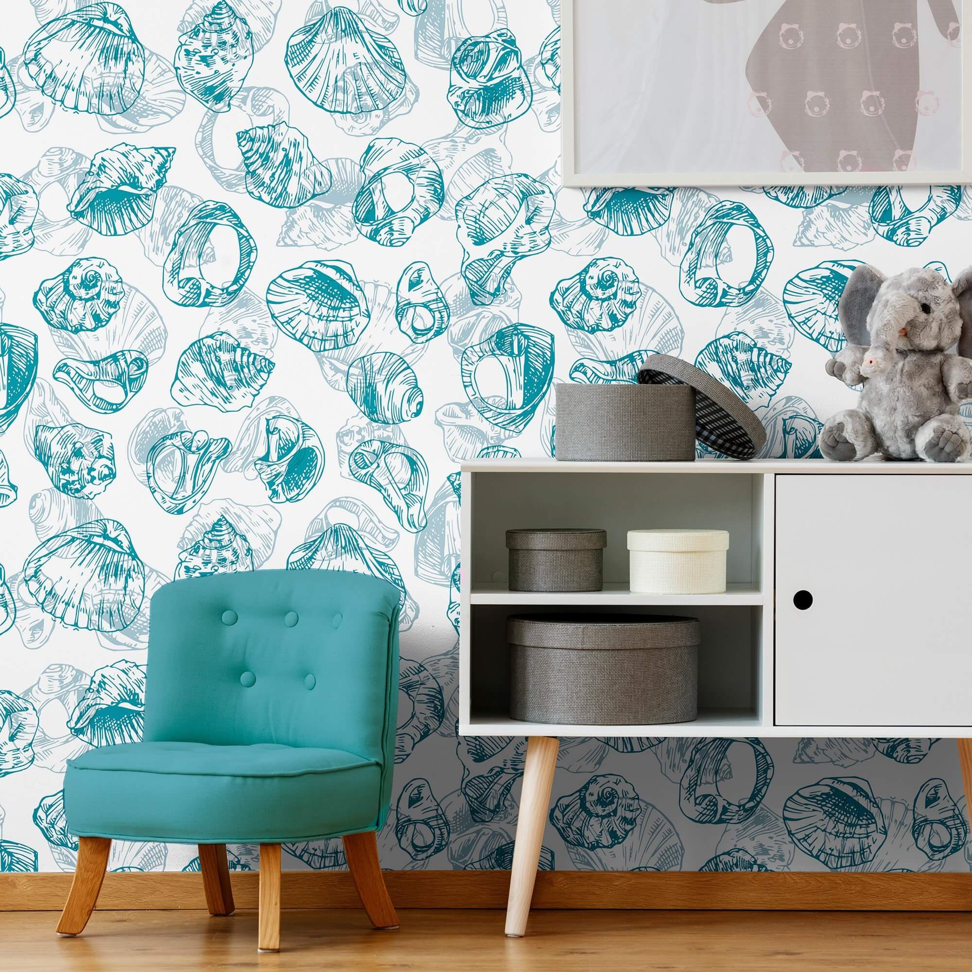 Nautical Themed White Illustration Peel and Stick Removable Wallpaper - Perfect for Coastal Home Decor, Nursery, or Office Accent Wall