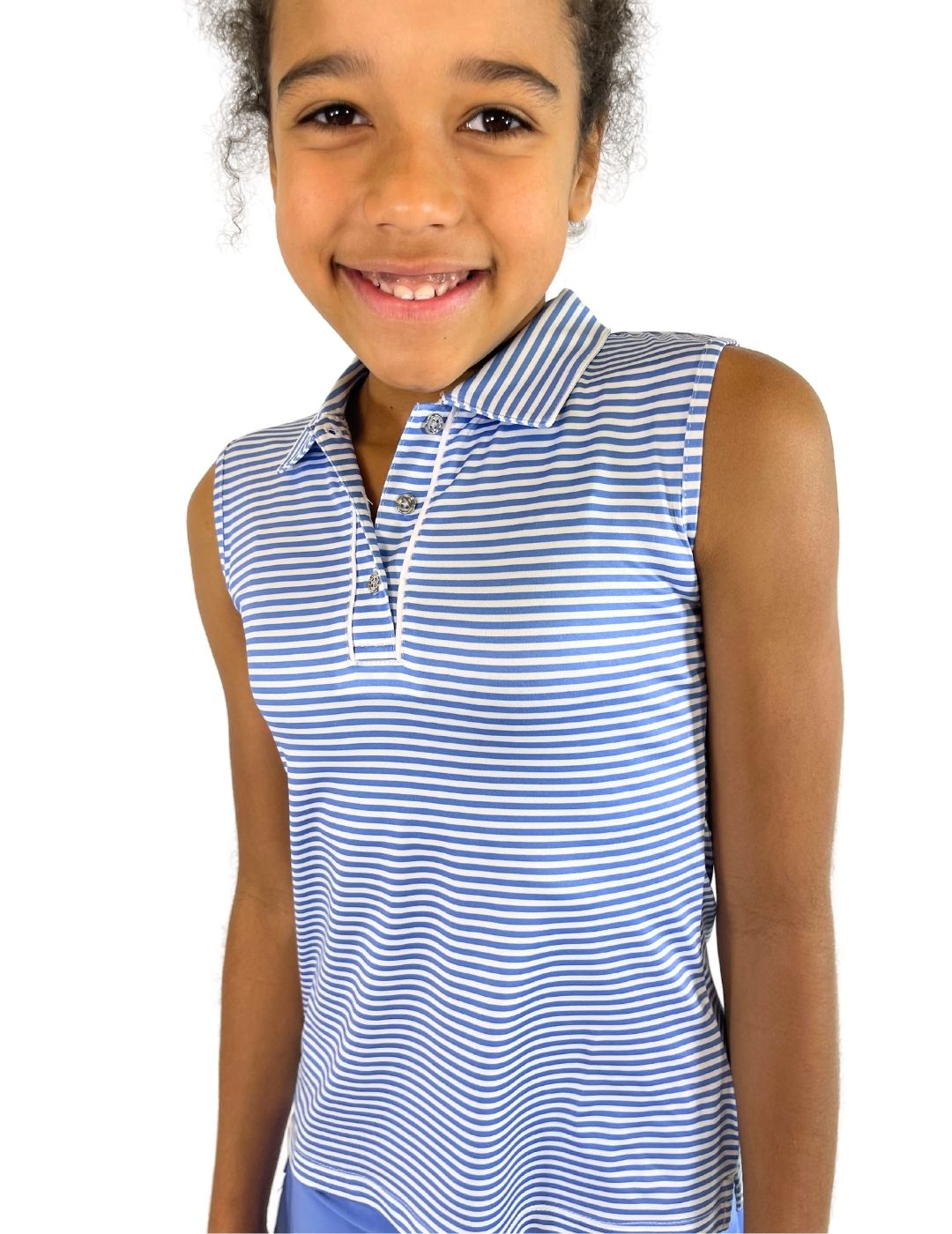 Hayley Youth Girls' Sleeveless Polo Shirt - Breathable Cotton Summer Top for Active Play & School Uniforms