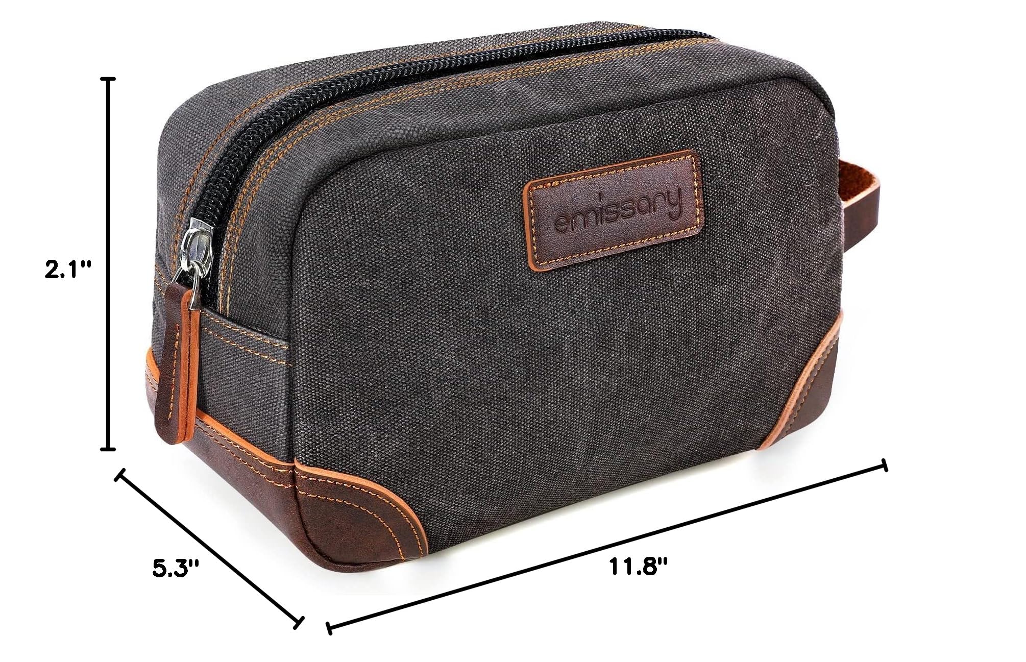Premium Men's Leather & Canvas Travel Toiletry Bag - Waterproof Dopp Kit for Shaving & Grooming Essentials | Compact Bathroom Organizer for Business Trips, Camping & Vacation | Ideal Gift for Men