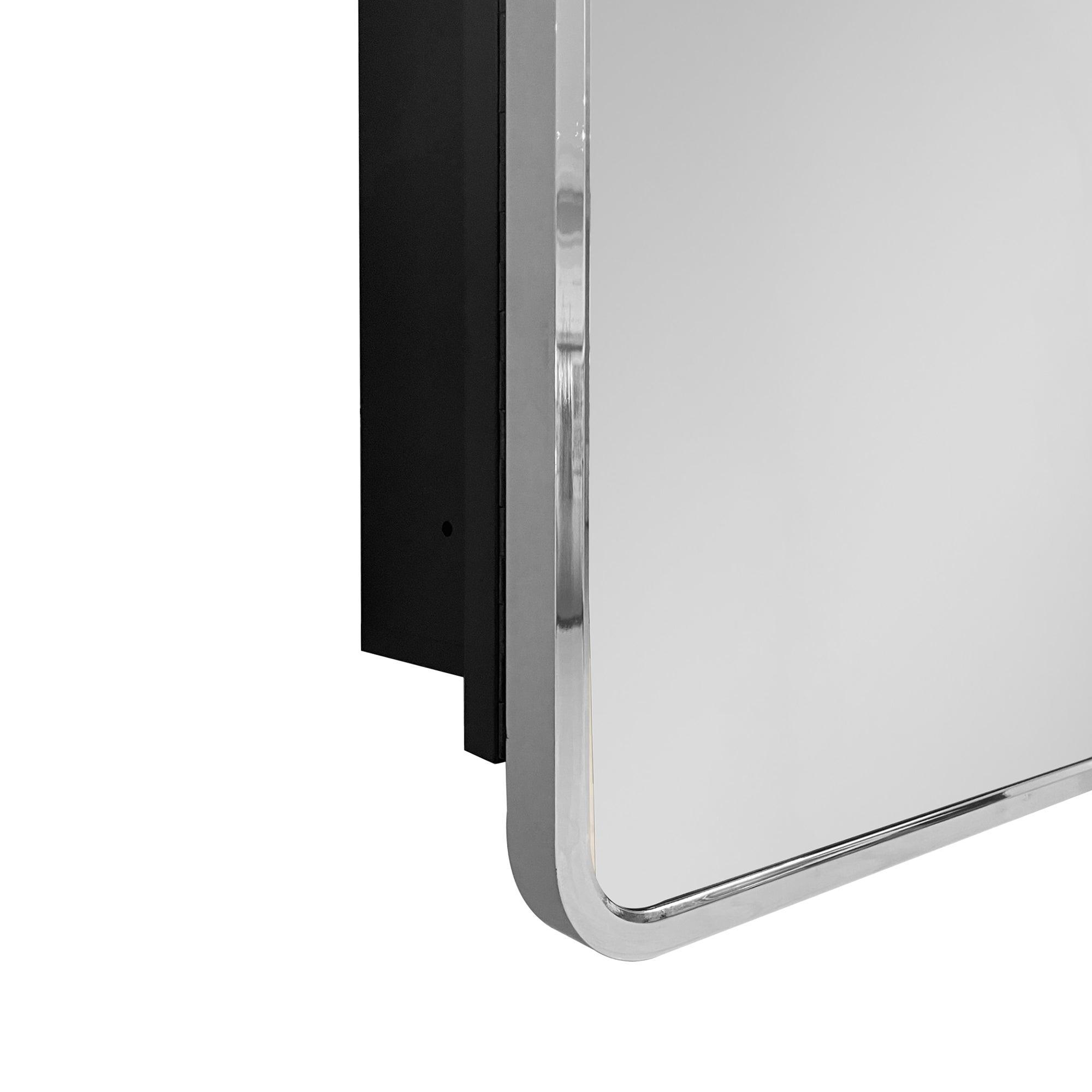 24 x 30 Inch Silver Metal Framed Wall Mount/Recessed Bathroom Medicine Cabinet with Mirror - Perfect for Small Bathrooms, Vanity Storage & Modern Home Decor
