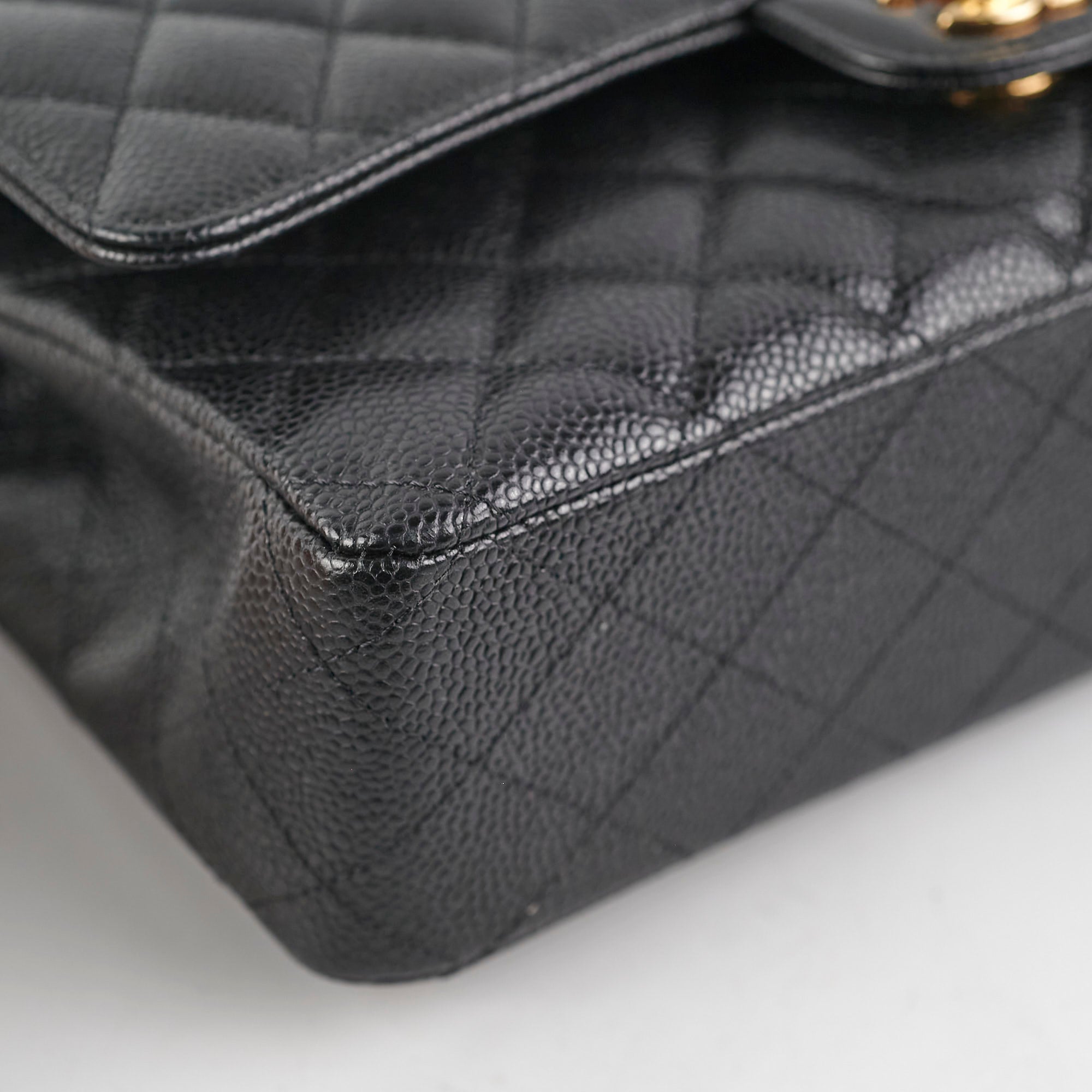 Chanel Caviar Leather Medium/Large Double Classic Flap Bag Black - Luxury Designer Handbag for Women, Perfect for Work, Evening Events & Special Occasions