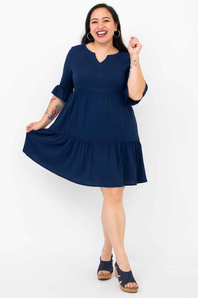 Karena Dress - Indigo Linen Bamboo Blend for Women | Comfortable & Breathable Summer Dress for Casual Outings & Beach Wear
