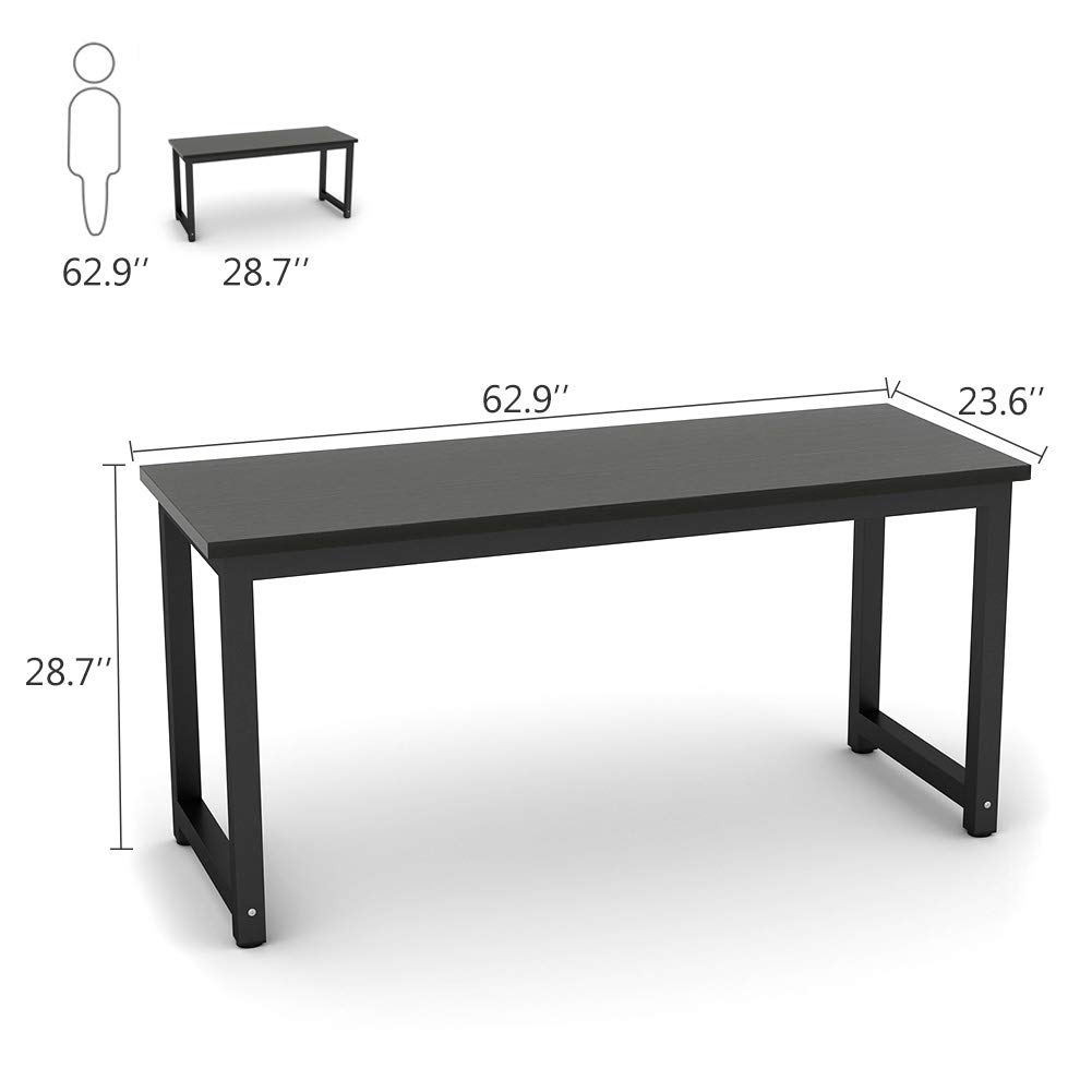 Tribesigns 63 Inch Modern Computer Desk - Large Office Desk with Black Metal Frame, Sturdy Writing Table for Home Office, Study & Workstation | Perfect for Small Spaces, Gaming & Remote Work