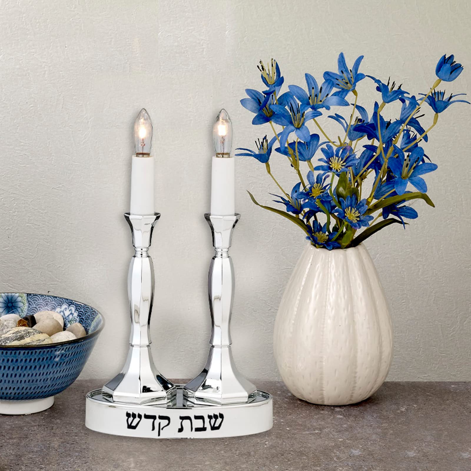 Rite Lite Incandescent Electric Shabbat Candles - Low Voltage Silver-Plated Candles for Jewish Sabbath & Holiday Celebrations - Perfect Shabbat Gifts for Home Synagogue and Festive Occasions