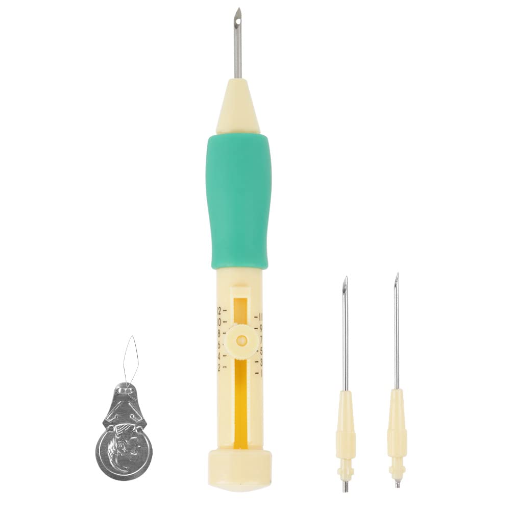 DIY Embroidery Punch Needle Pen Set - 3 Sizes Needles for Crafting, Knitting & Stitching | Beginner-Friendly Embroidery Tool Kit (Yellow & Green) | Perfect for Home Decor, Scarf Making & Handmade Gift Projects