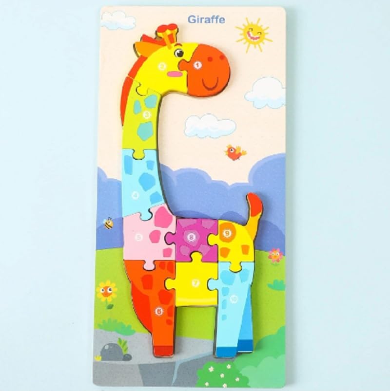 Wooden Animal Shaped Puzzle for Kids Ages 3+ | Educational Toddler Learning Toy with Assorted Templates | Montessori STEM Toy for Early Childhood Development - Perfect for Birthday Gifts, Classroom Activities & Family Game Night