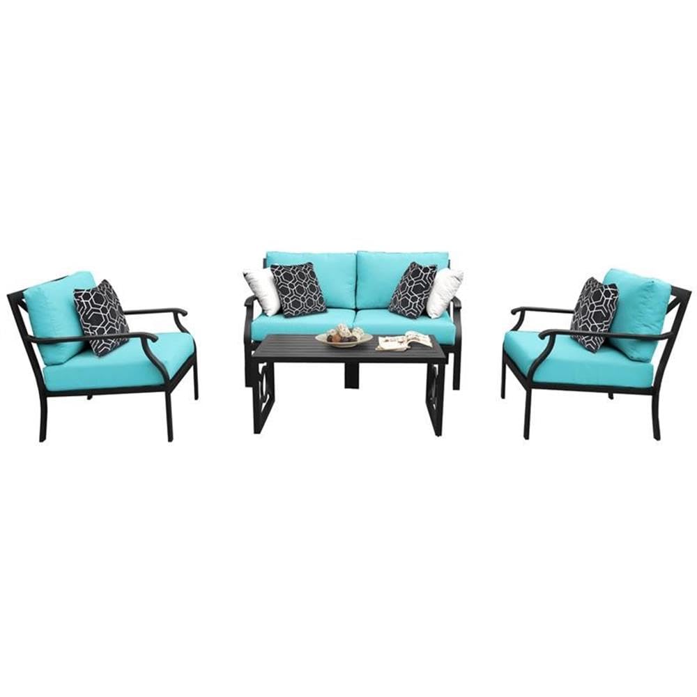 TK Classics Kathy Ireland Madison Ave. 5-Piece Aluminum Patio Furniture Set in Aruba - Outdoor Dining Set for Garden, Poolside & Backyard Relaxation